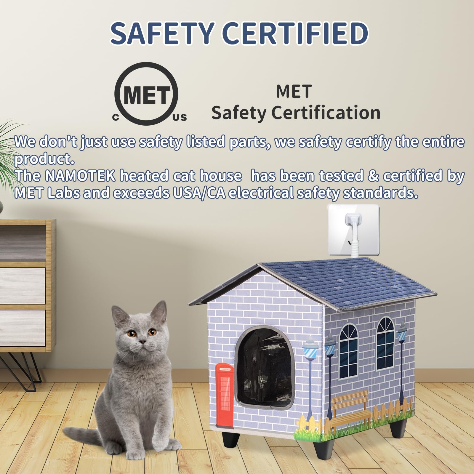 Namotek Heated Cat Houses For Indoor/Outdoor Cats With Elevated Heated Cat Bed Providing Safe Feral Cats, Easy To Assemble Small
