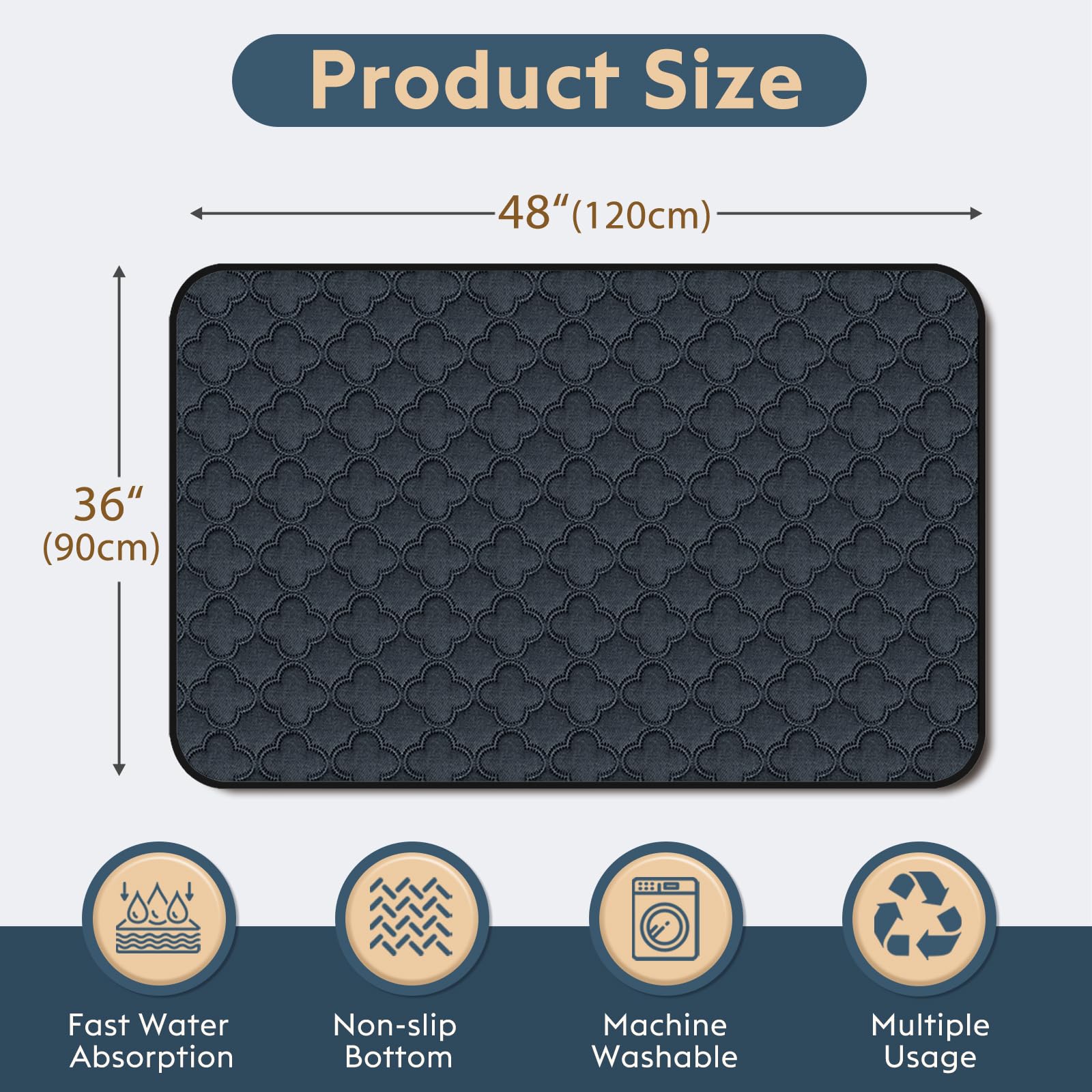 Funfurry Washable Pee Pads For Dogs - 2 Pack Reusable Pee Pads,Waterproof Puppy Pads,Pet Training Pads,Super Absorbent With Dog