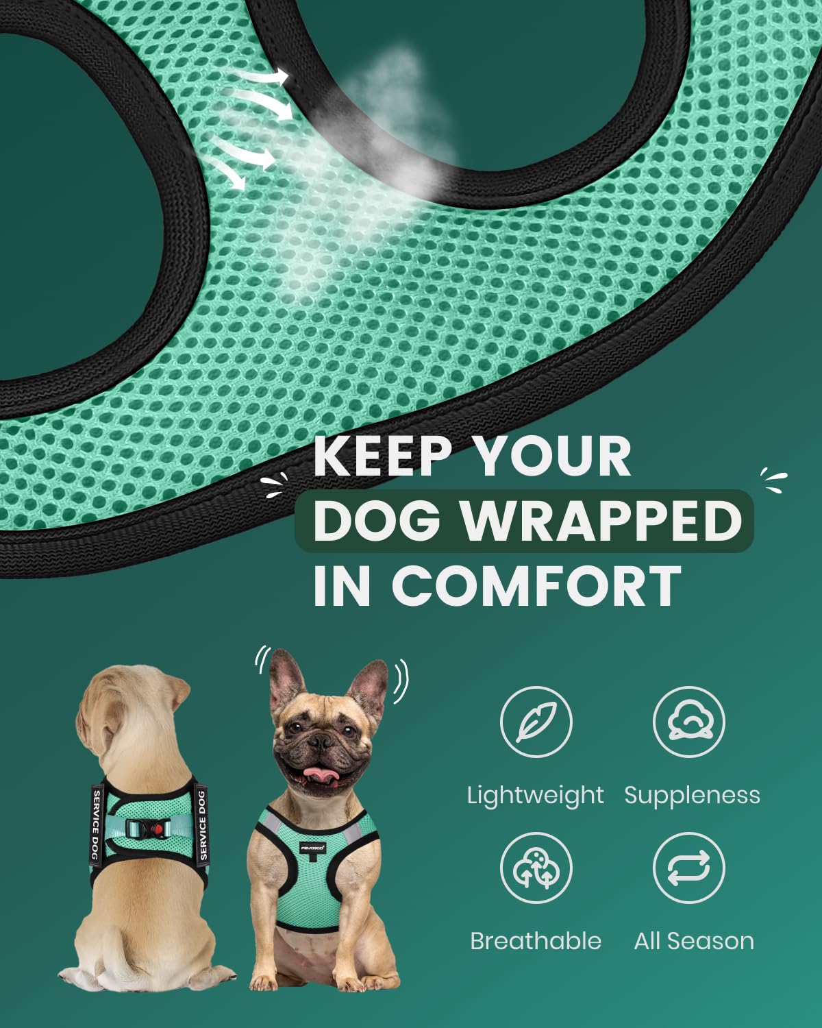 Fayogoo Dog Harness For Small Dogs - Lightweight Service Dog In Training Harness With 6Pcs Removable Patches - Puppy Harness For