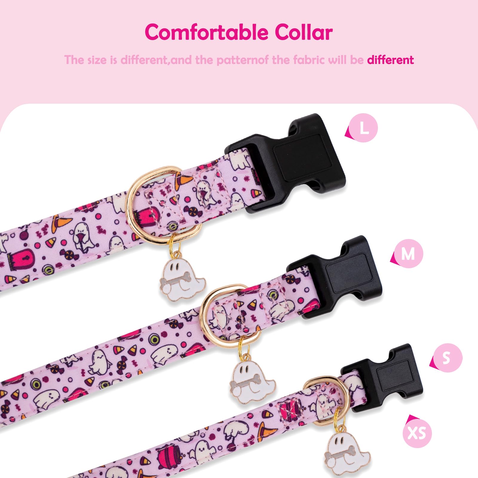 Faygarsle Fall Dog Collar Adorable Ghost Pattern Halloween Collar For Dogs Autumn Collar For Small Medium Large Female And Male Dogs Cute Neckwear For Dogs Purple Collar For Boy Girl Dogs M