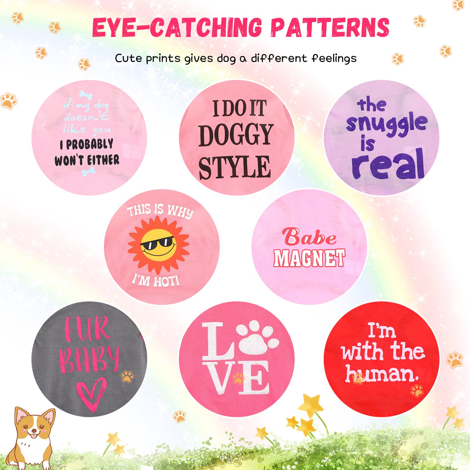 8 Pieces Pet Shirts Printed Puppy Shirts Soft Dog Shirt Pullover Dog T Shirts Cute Dog Sweatshirts Valentine'S Day Puppy Girl Clothes Dog Outfits Small Dog For Pet Dogs Cats (Size S