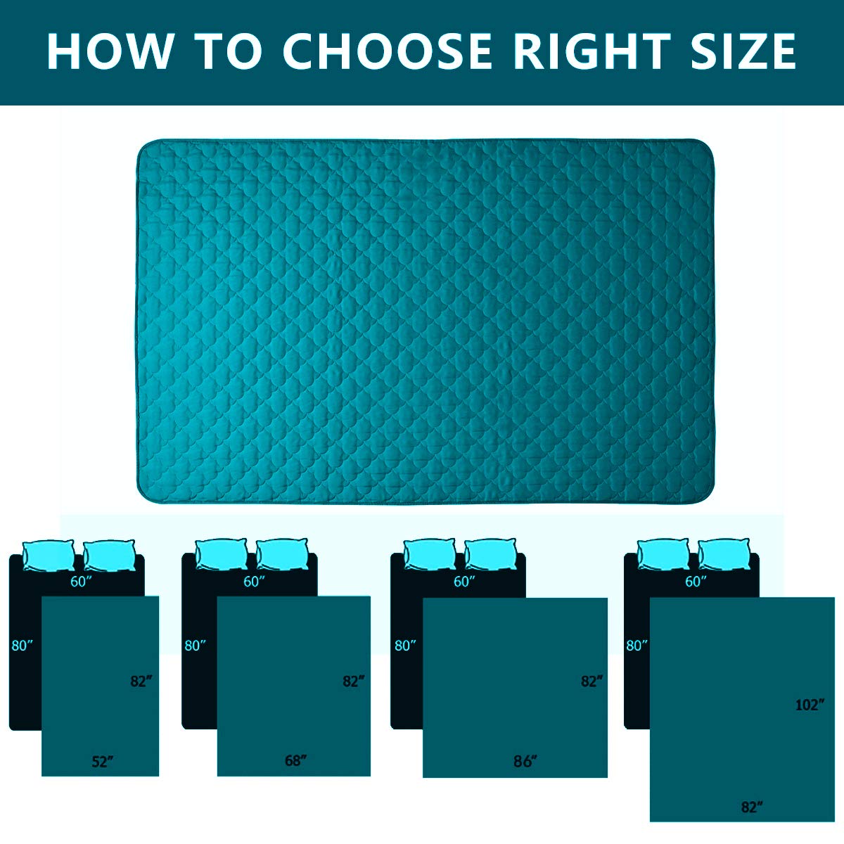 Spxtex Dog Bed Covers Dog Rugs Pet Pads Puppy Pads Washable Pee Pads For Dog Blankets For Couch Protection Super Soft Pet Bed Covers For Dog Training Pads 1 Piece 82'X82' Aqua