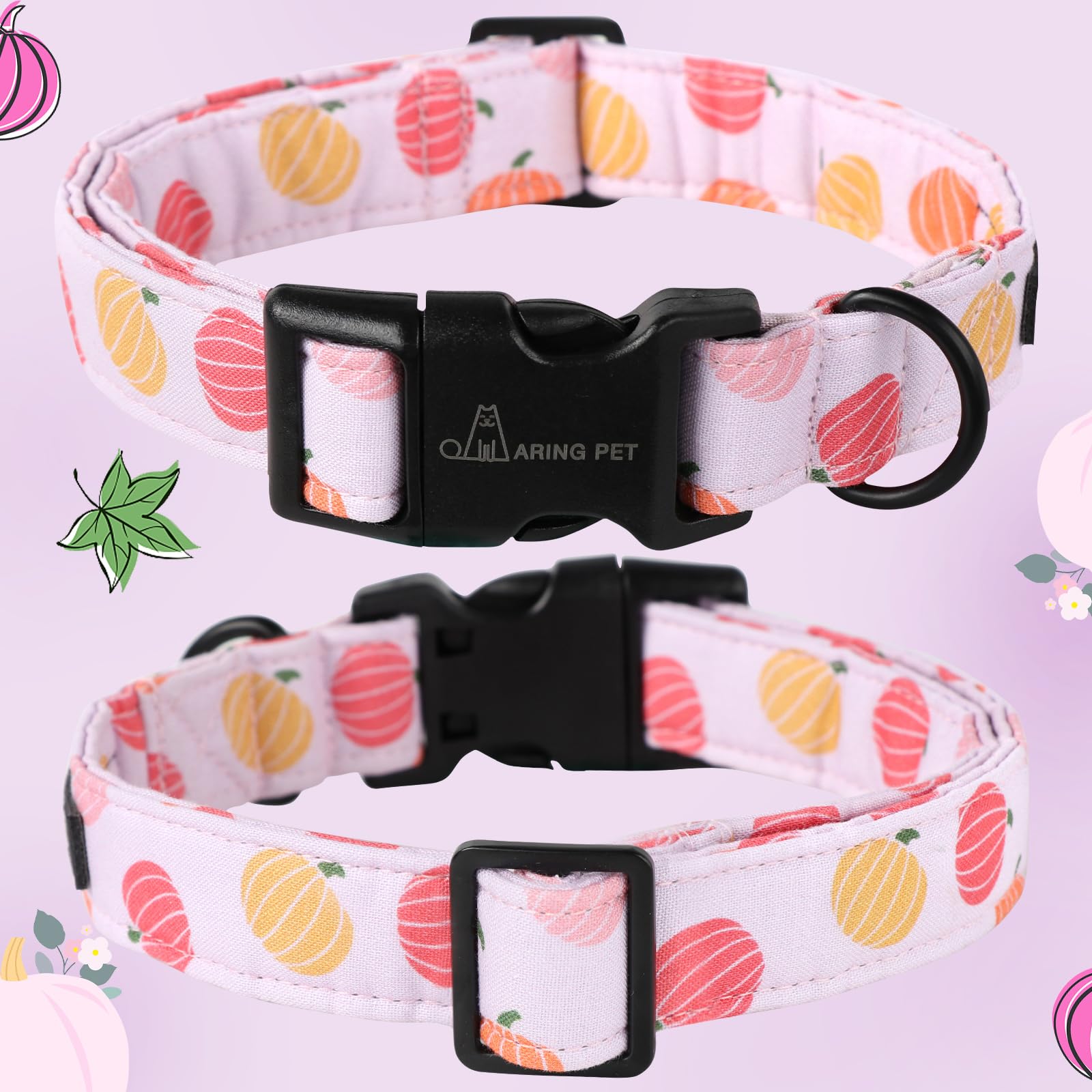 Aring Pet Halloween Dog Collar-Cute Pumpkin Dog Collar For Small Dogs, Cotton Pink Girl Dog Collars With Quick Release Buckle For Small Medium Large Dogs
