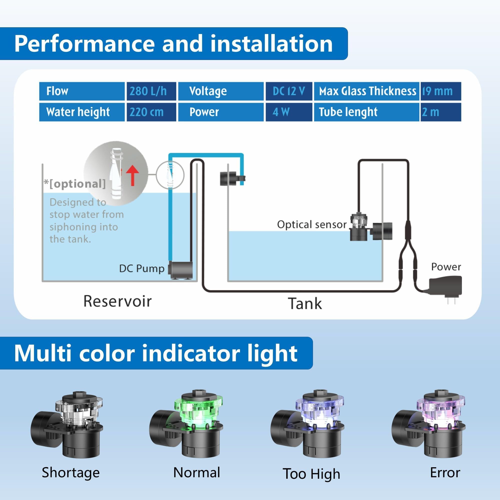 LAZYBONE AQUA ATO Auto Top Off System NG11 for Saltwater Aquarium Long Life Design with Dual Optical Sensor for Both Reef and Fr