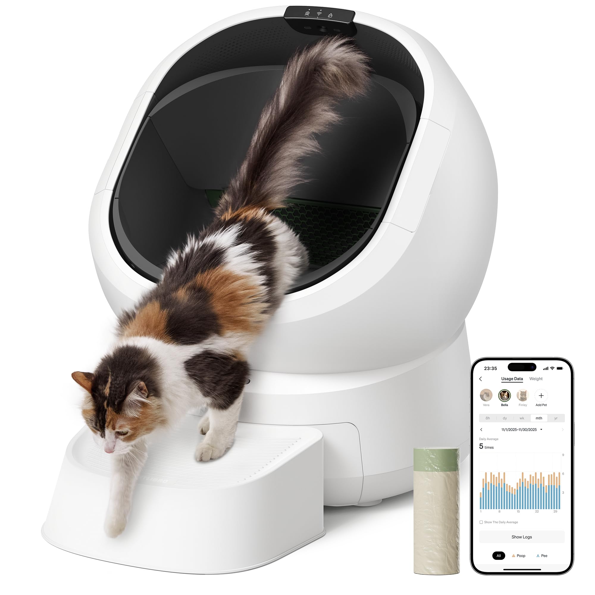 PETLIBRO Luma Automatic Cat Litter Box AI-Camera Waste Analysis, Auto Odor-Control Self Cleaning Cat Litter Box, Open-Top Smart 
