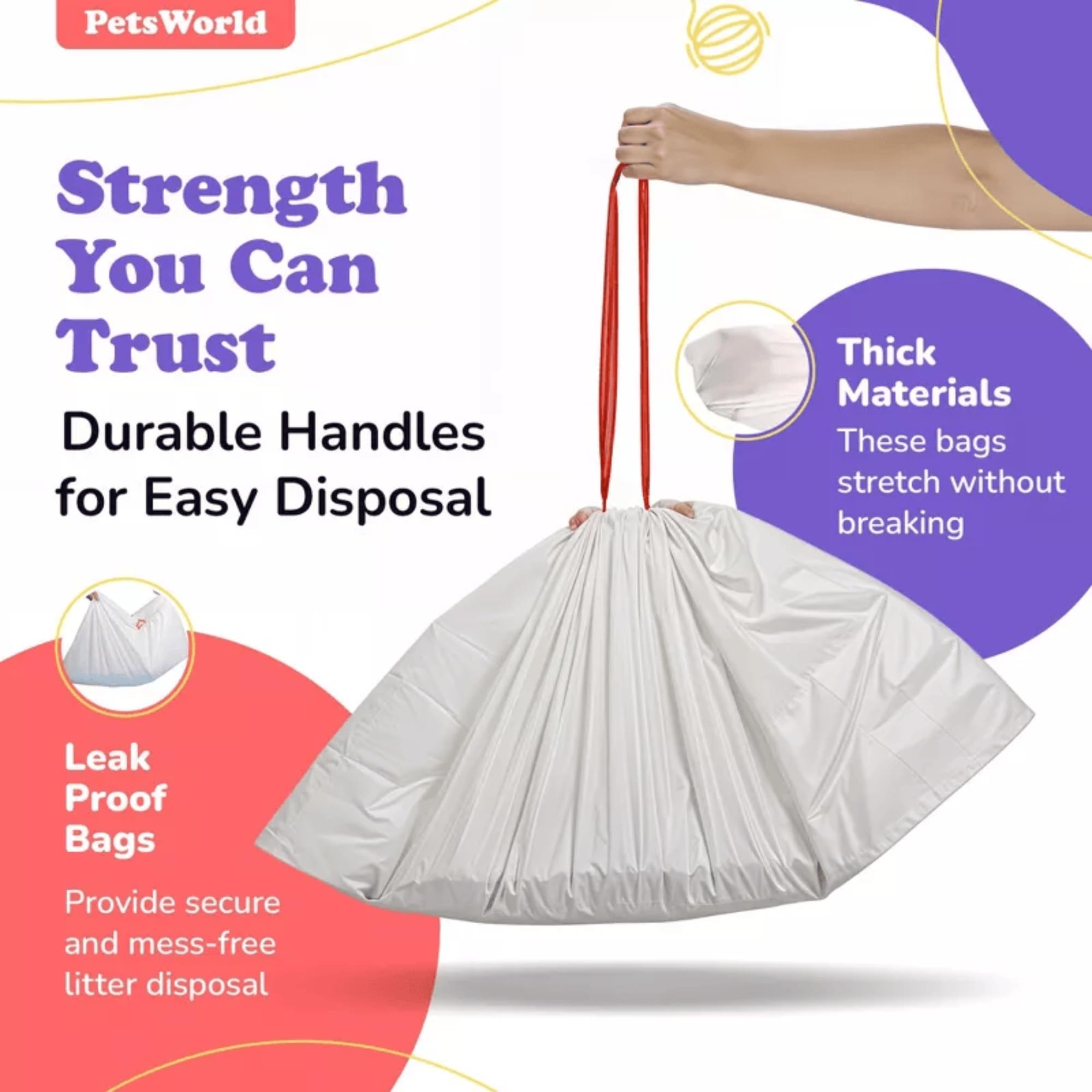 Petsworld Cat Litter Box Liners, Heavy Duty Litter Pan Liners Bags With Drawstring For Pet Cat Litter Tray (Unscented) (Jumbo -