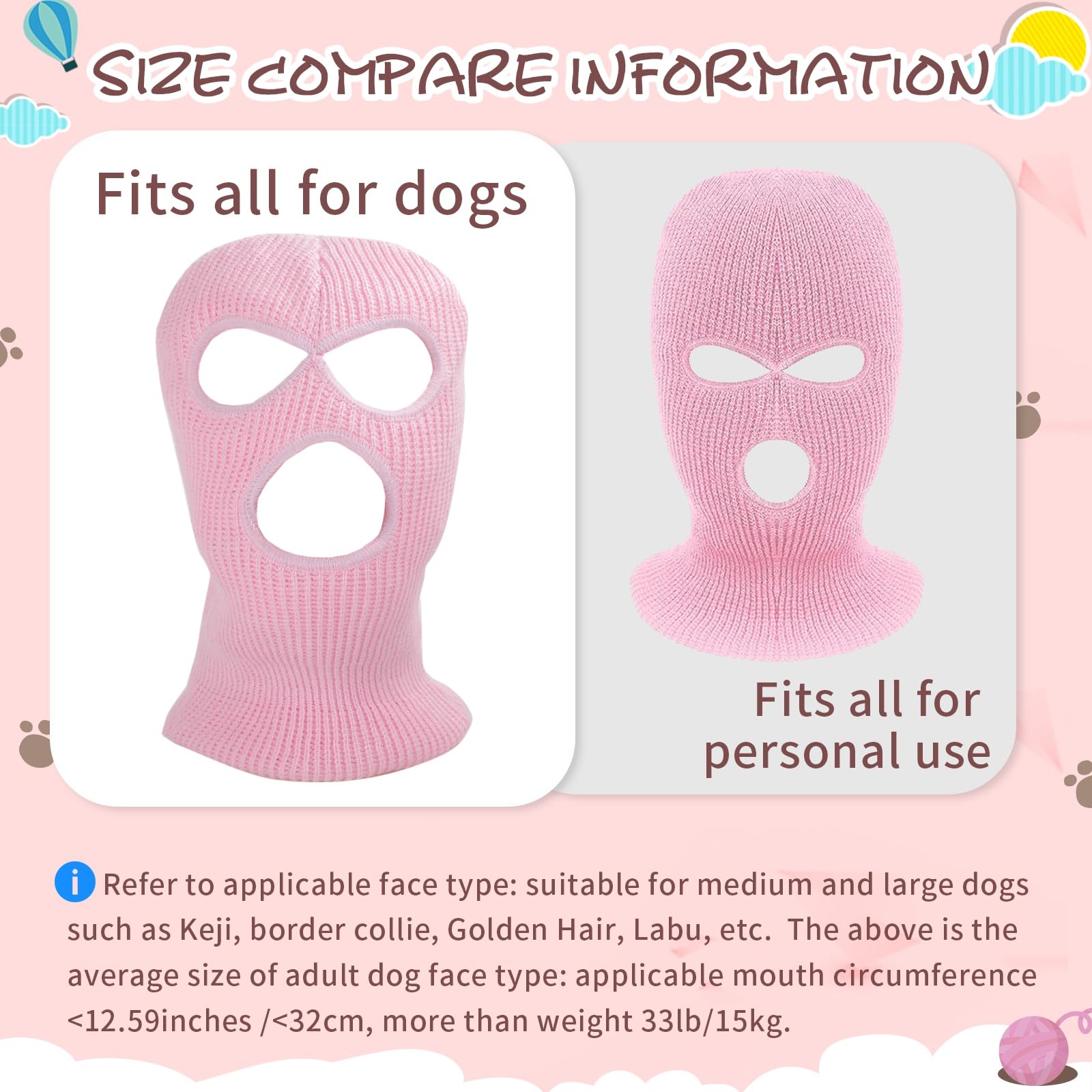 Dog Halloween Christmas Costume Dog Ear Muffs Noise Protection Knitted Dog Ears Warm Hats Dog Robbers & Thieves Mask Funny Pet C