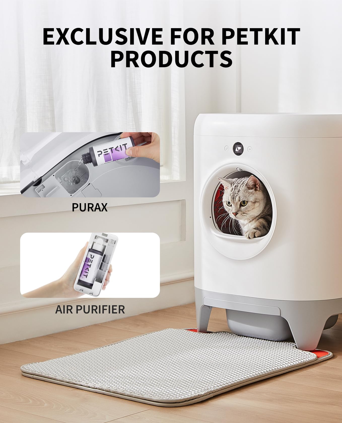 Petkit Air Purifying Refills For Purax Puramax Self-Cleaning Cat Llitter Box, Replaced Odor Removers Refills (4 Bottles) For Automatic Cat Litter Box