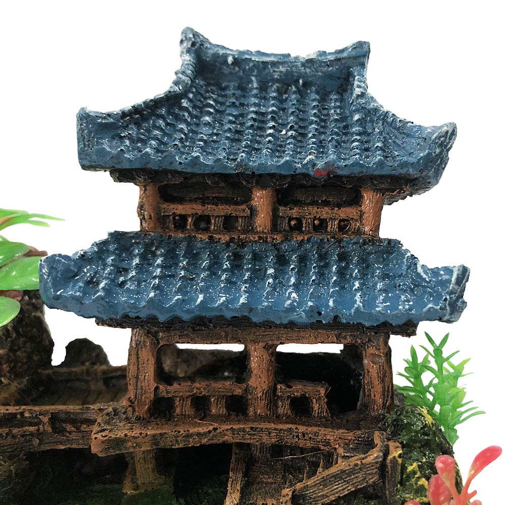 Slocme Aquarium Classical Resin Castle Decorations - Fish Tank Realistic Details Castle,Fish Tank Green Leaf Castle Aquarium Acc