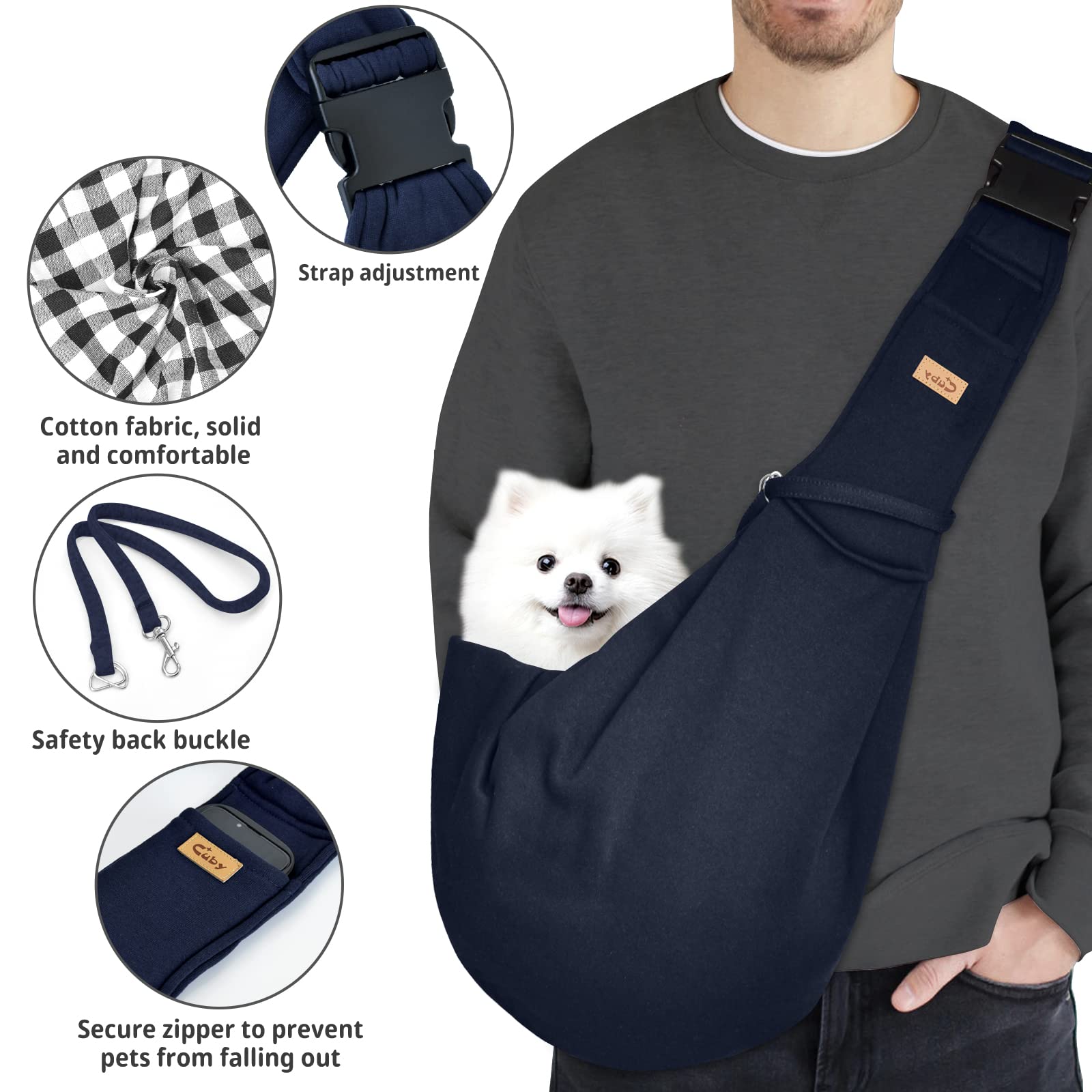 Cuby Dog And Cat Sling Carrier - Hands Free Reversible Pet Papoose Bag - Soft Pouch And Tote Design - Adjustable - Suitable For Puppy, Small Dogs, And Cats For Outdoor Travel (B-Armygreen)