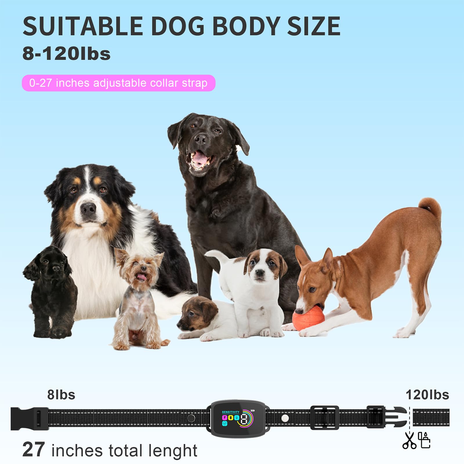 2025Release Bark Collar For Large Medium Small Dogs, Smart Rechargeable Anti Barking Training Collar, 8 Sensitivity Levels, Beep