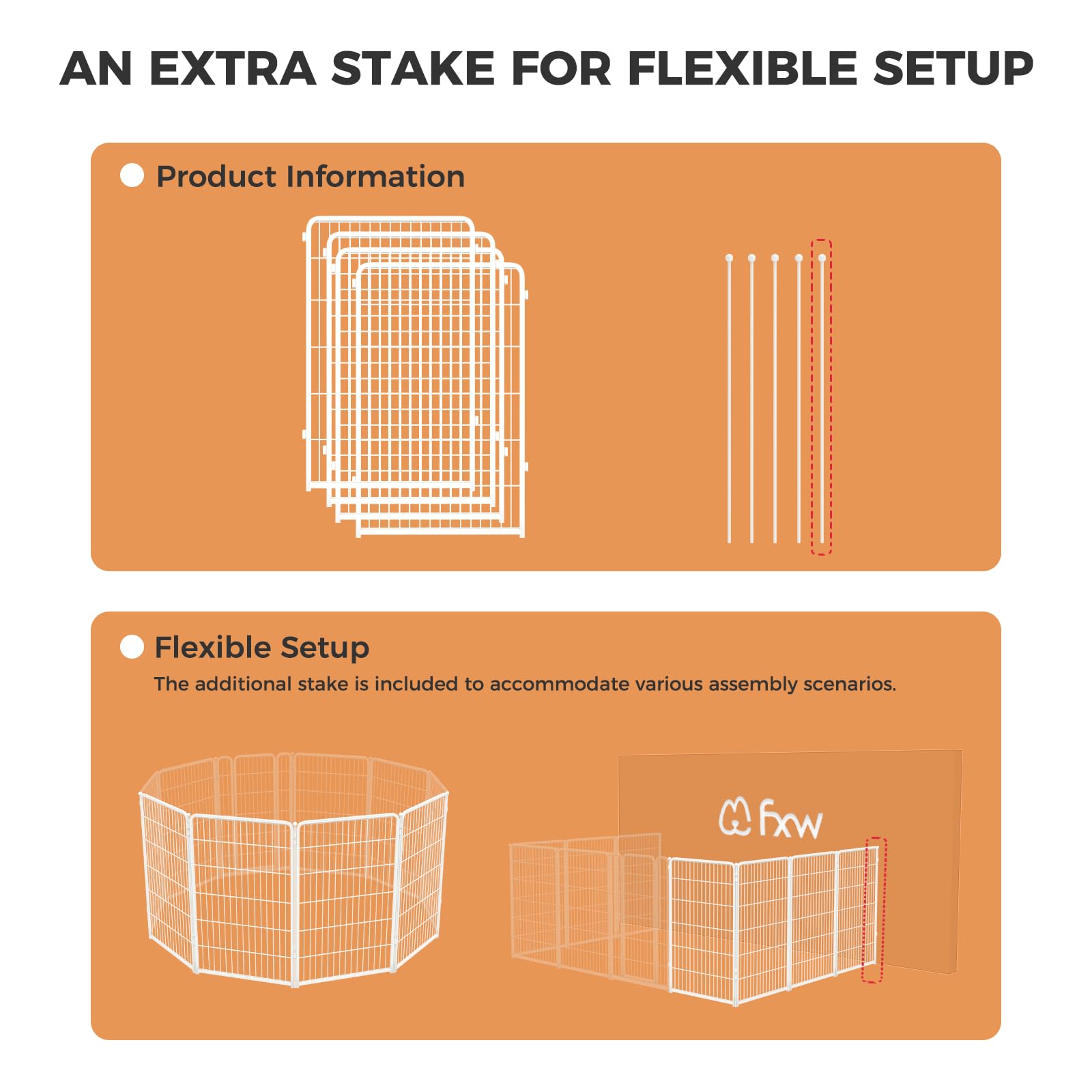 FXW Indoor Dog Playpen - Heavy Duty 45" Metal Panels for Large Dogs, White, Model DP45-4W-I