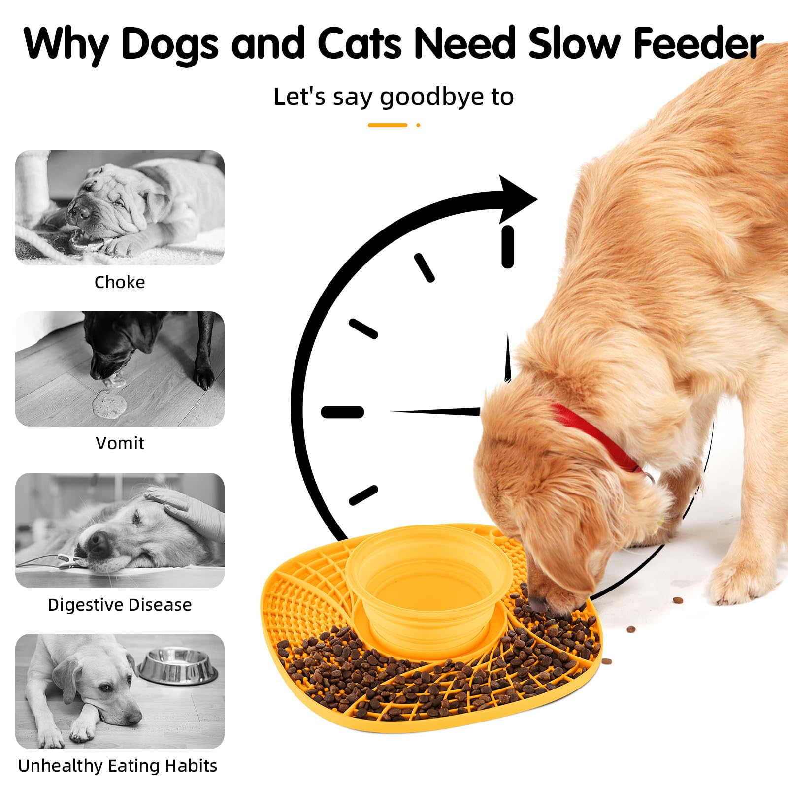 Ofcasa Lick Mat For Small Dogs And Cats With Suction Cups, Silicone Slow Feeder Lick Pad With Collapsible Bowl For Anxiety Relie