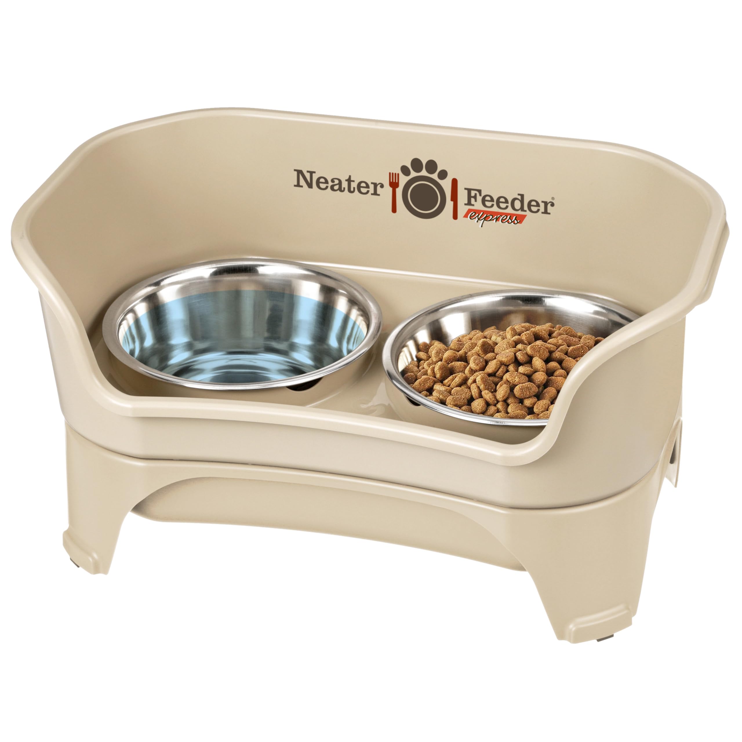 Neater Feeder - Express Model - Mess-Proof Dog Bowls (Medium/Large, Almond) - Made In Usa - Elevated, No Spill, Non-Tip, Non-Sli