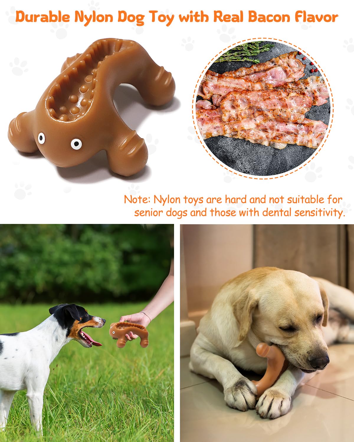 Krauzpet Dog Toys For Aggressive Chewers Large Medium Breed, Interactive Treat Dispensing Chew Toy, Indestructible Tough Nylon T