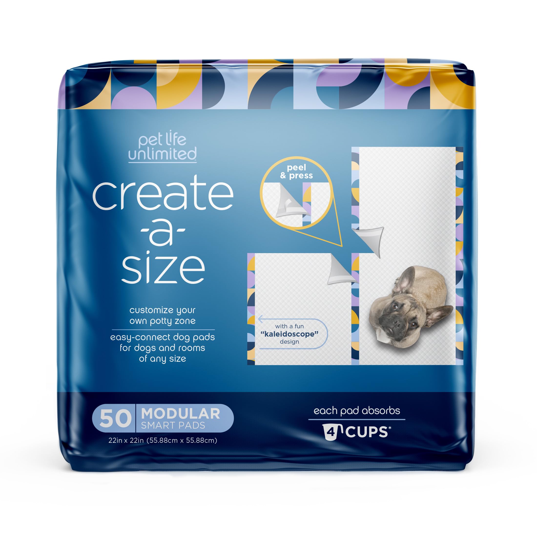 Pet Life Unlimited Create-a-Size Puppy Pads for Dogs, 50 Count, 22 x 22 Dog & Puppy Potty Training Pee Pads, Fragrance-Free, Cus