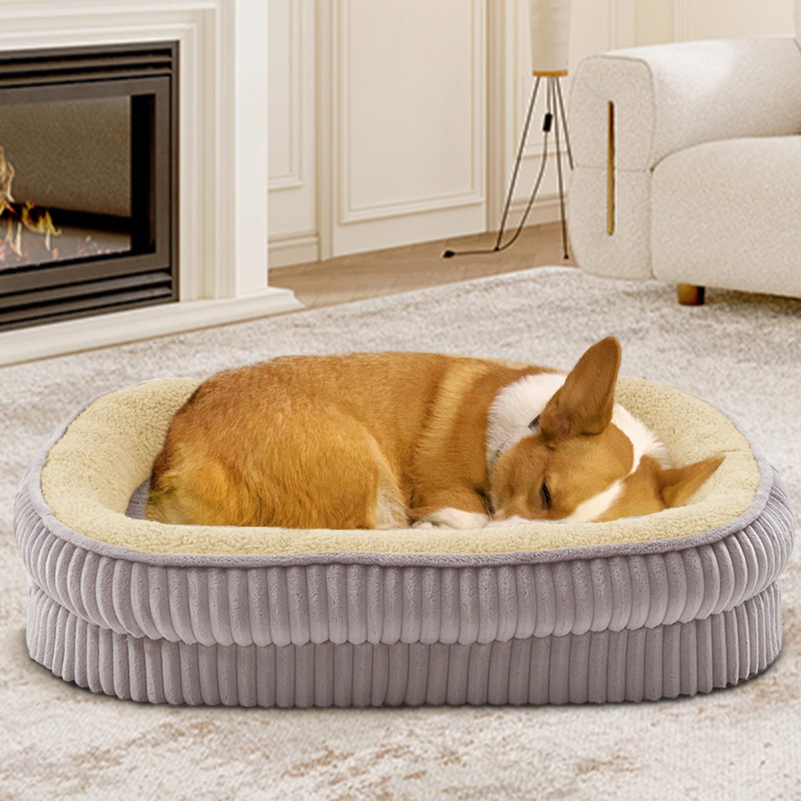 Debang Home Orthopedic Dog Bed For Small Dogs Breeds, High Density Egg Crate Foam Dog Sofa Beds,Oval Kennel Bed, Pet Couch Bed W
