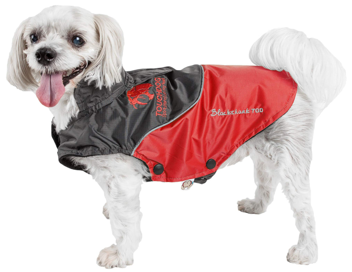 TOUCHDOG 'Subzero-Storm' Waterproof 3M Reflective Pet Dog Coat Jacket with Heavy-Duty Velcro w/ Blackshark Technology, Medium, Red, Black