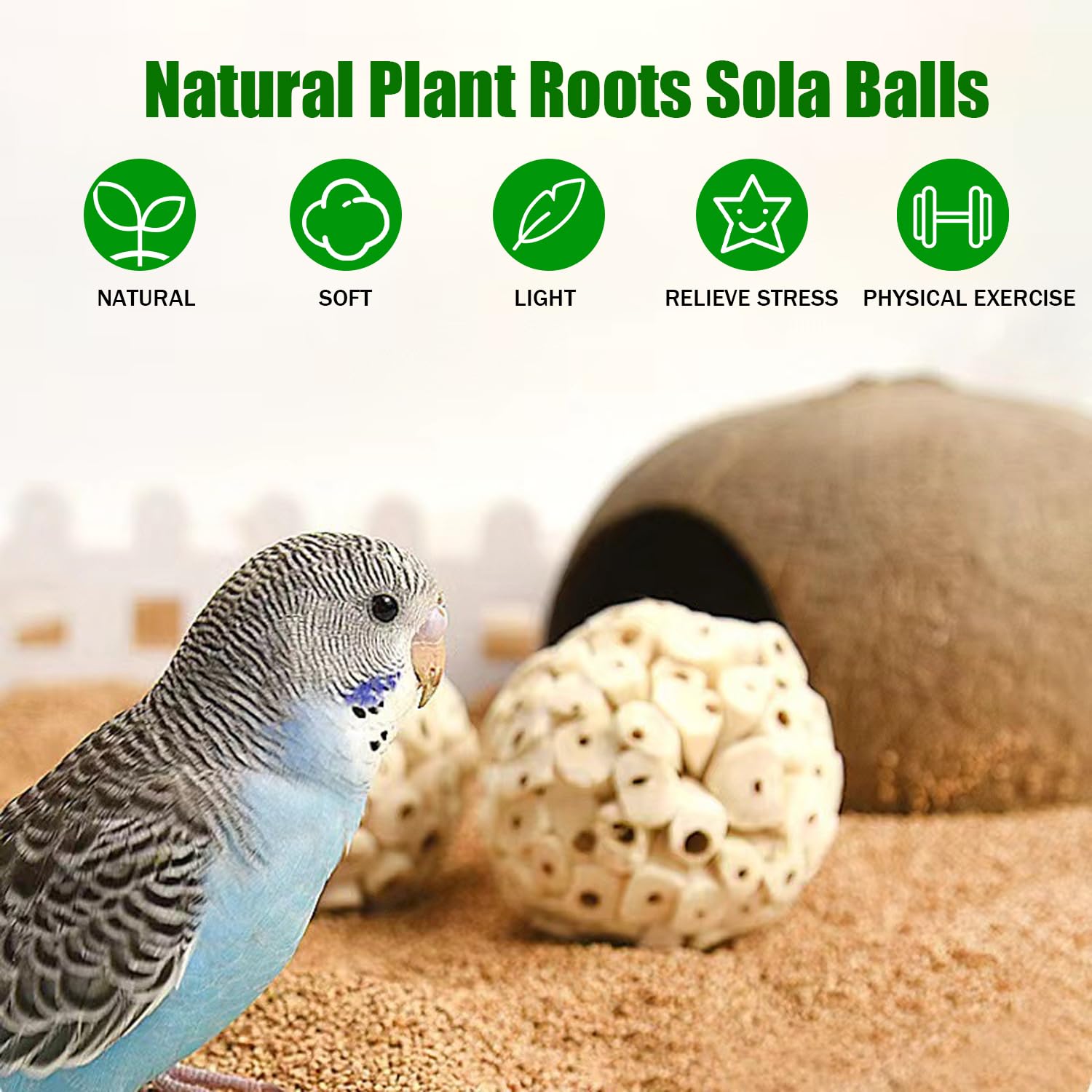 9 Pieces Bird Parrot Chew Toy Sola Balls, Natural Parrot Soft Chew Shredding & Foraging Toy, Bird Foot Balls For Cockatiel Conur