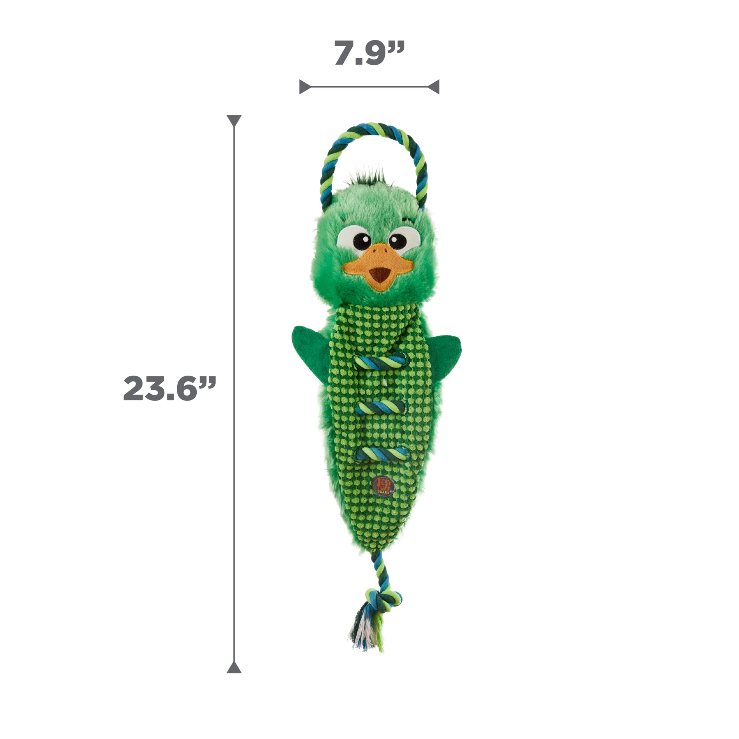 Outward Hound By Charming Pet Ropiez Mallard Rope Dog Tug Toy For Tugging Squeaky Fun, Green