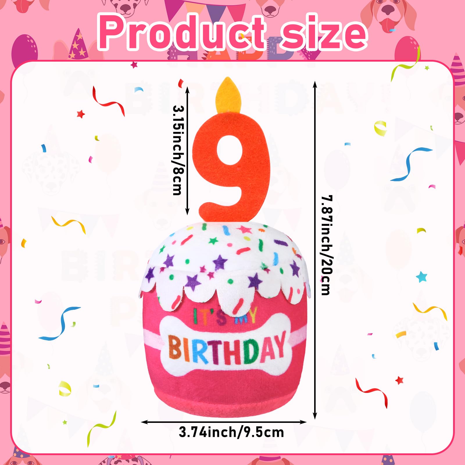Dansydaisy Dog 9Th Birthday Cake Toy Accessories For Girl Boy Gifts, Pink Squeaky Plush Toy For Dog Birthday Party Decor Favor F