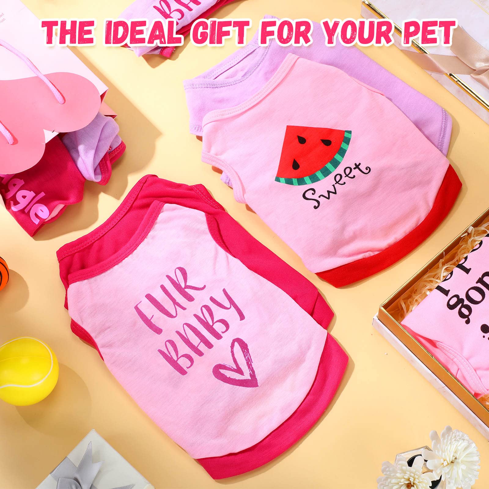 8 Pieces Pet Shirts Printed Puppy Soft Dog Shirt Pullover Cute Dog Sweatshirts Valentine 'S Day Puppy Girl Clothes Outfits Small