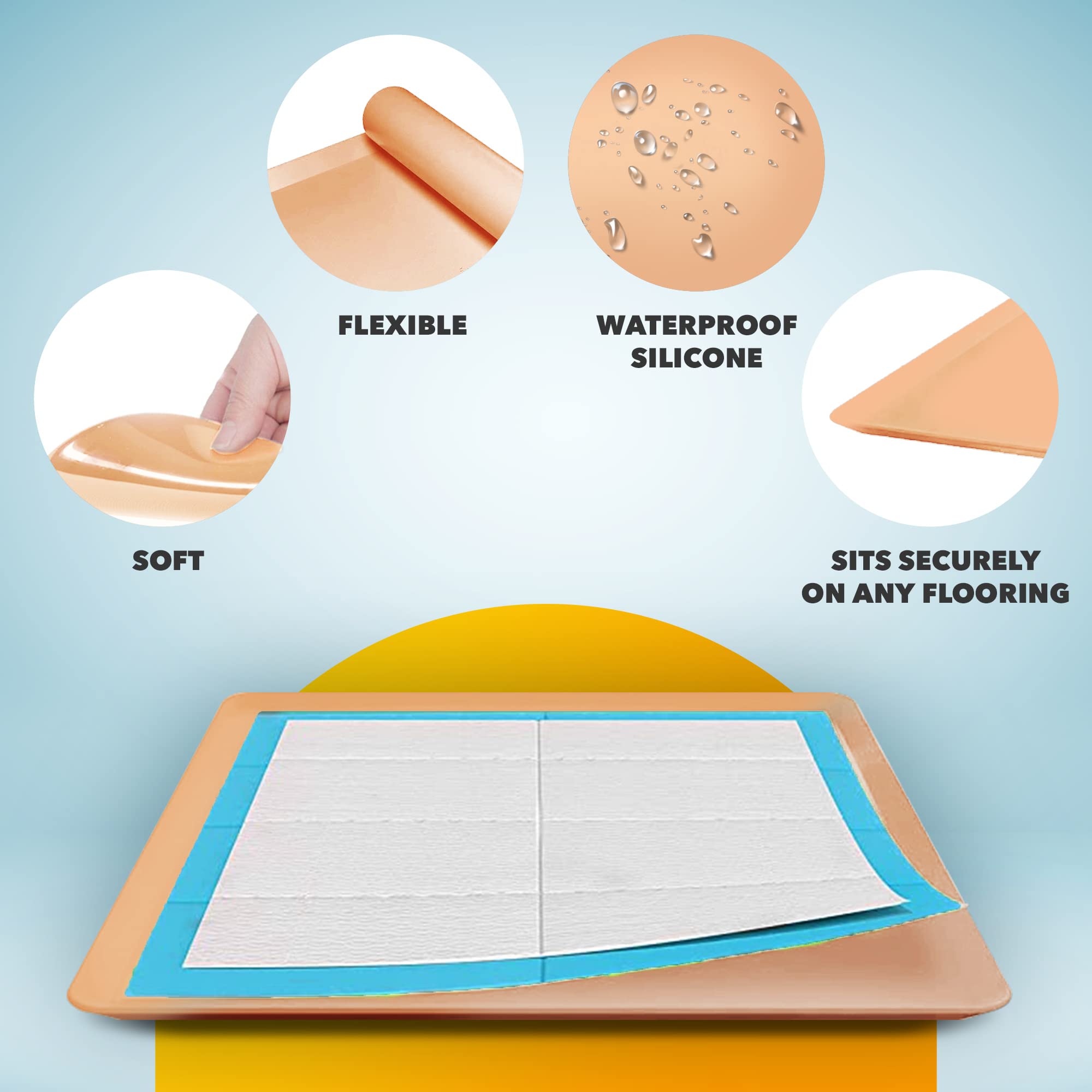 Skywin Dog Puppy Pad Holder Tray For 24X24 Inches Training Pads - Silicone Wee Wee Pad Holder, No Spill Pee Pad Holder For Dogs,