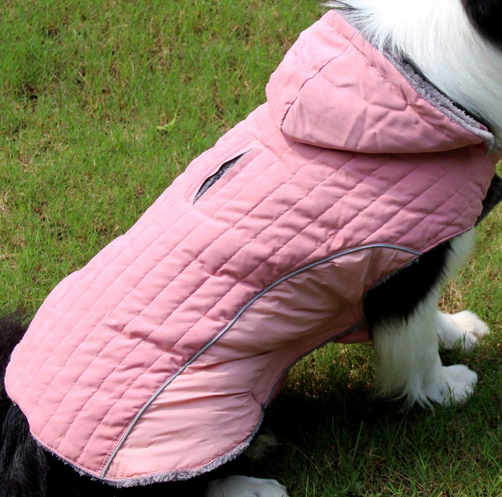 Joydaog Fleece Dog Hoodie For Small Medium Dogs Super Warm Puppy Jacket For Cold Winter Dog Coats,Pink M
