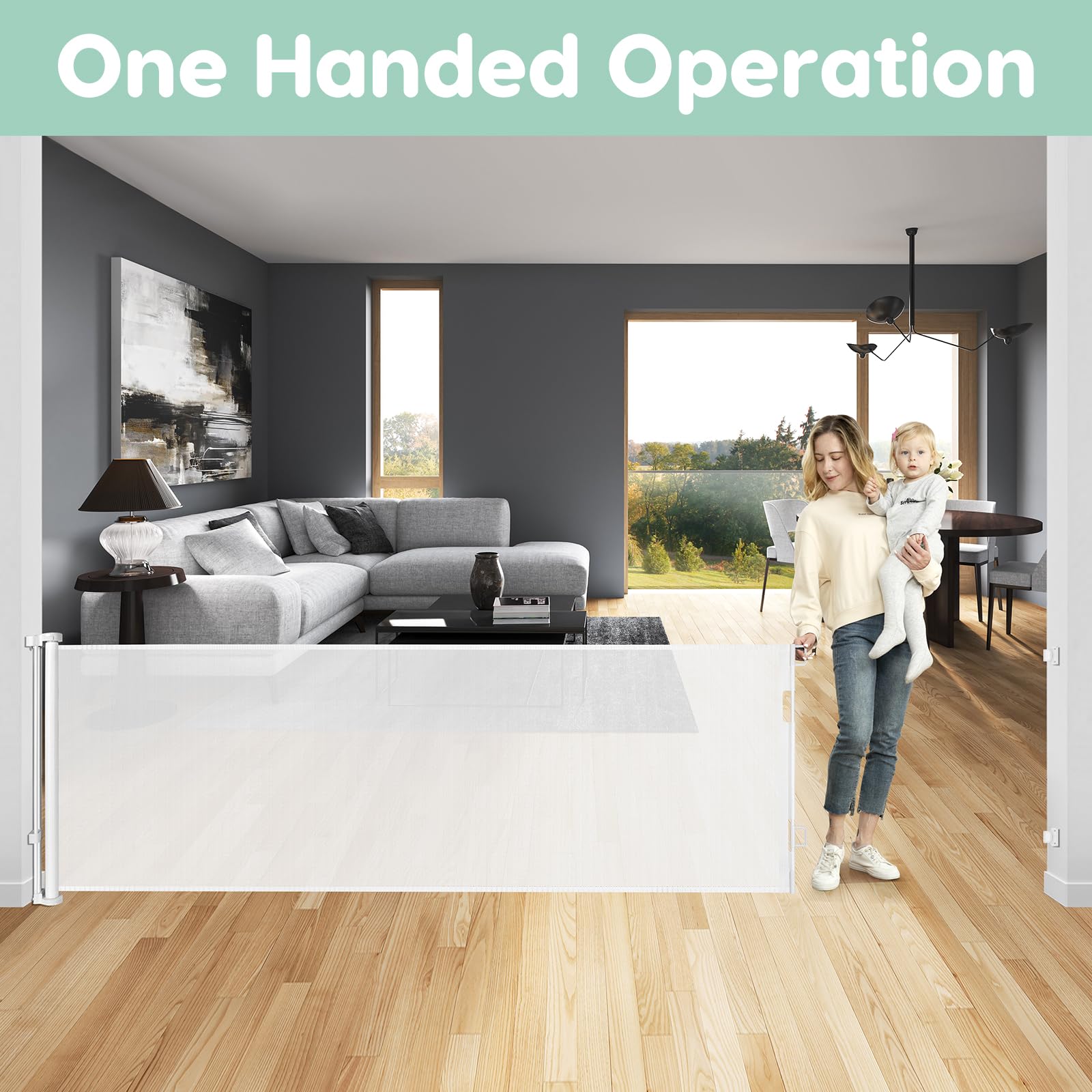 90 Inch Baby Gates Extra Wide Retractable Baby Gate Extra Large Baby Gate Extra Wide Dog Gates for The House Extra Wide Baby Gat