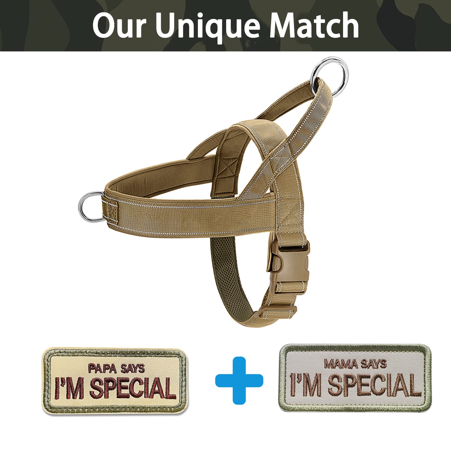 Qifbyfb No Pull Dog Harness For Medium Large Dog, Reflective Escape Proof Adjustable No Pulling Dog Harness, Dog Harness Brown L