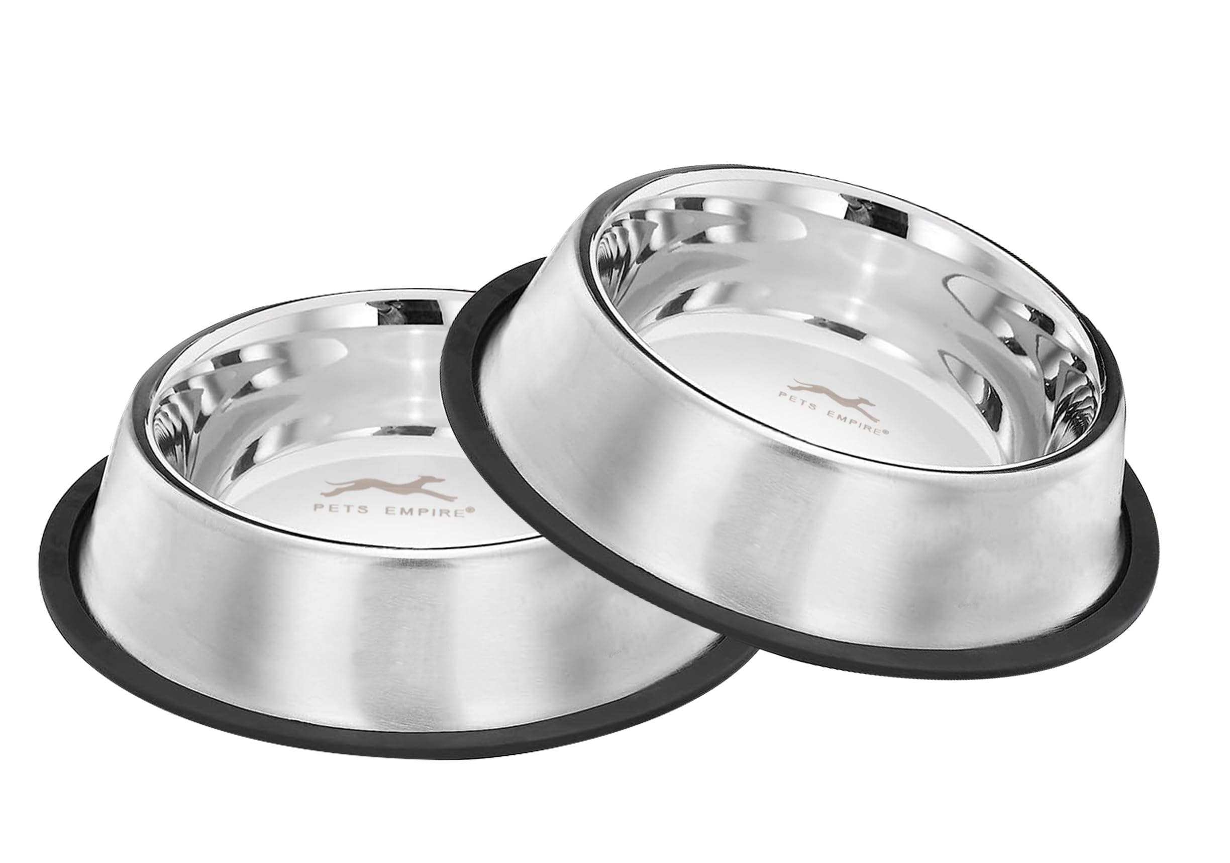 Pets Empire AntiSkid Dog Food Bowl (1600 Ml  Pack Of 2)|Stainless Steel Dog Food & Water Feeding Bowl|Basic Pets Feeder  Perf