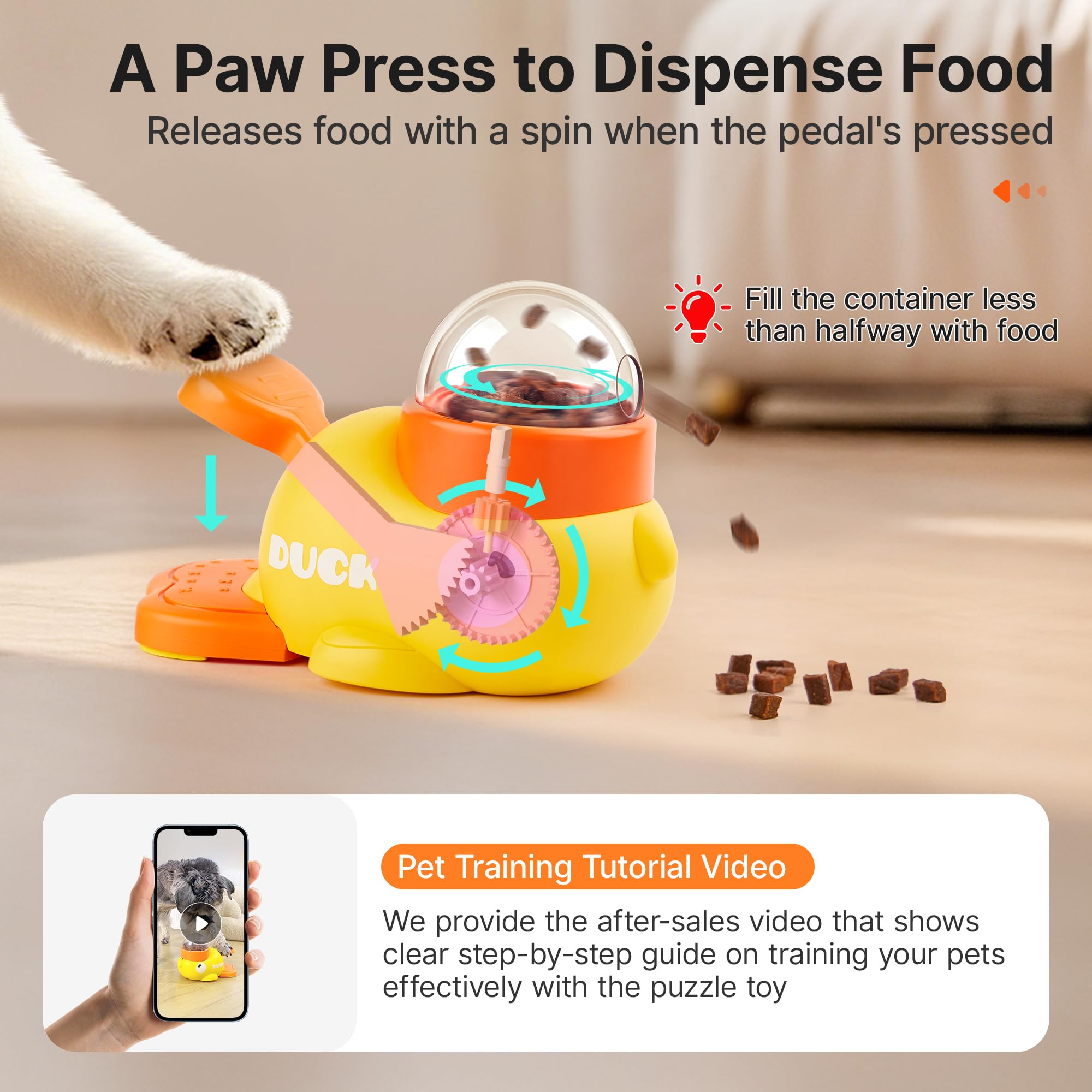 Potaroma Cat Puzzle Treat Dispenser, Interactive Duck-Shaped Enrichment Toy for Cats and Small Dogs, IQ Training and Exercise 8.