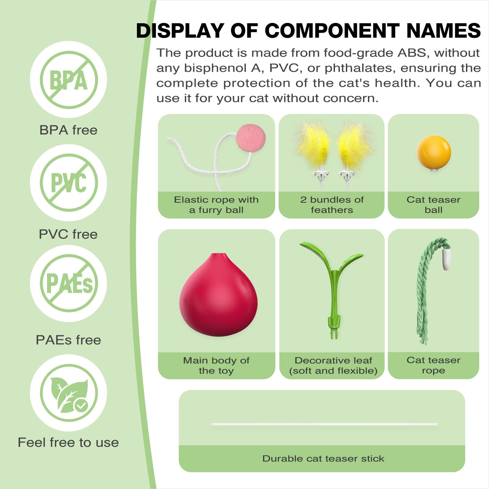 Tlkng Cat Toys For Indoor Cats Interactive Bored Kitten Wobble Teaser Wand Feather Toy Kitty Birthday Gift To Keep Them Busy