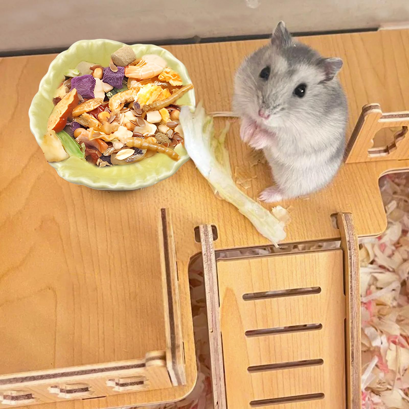 LuckyOpt Small Ceramic Pet Hamster Bowl, Easy to Clean Anti Flipping Hamsters Food and Water Bowl, Small Animal Bowls for Dwarf