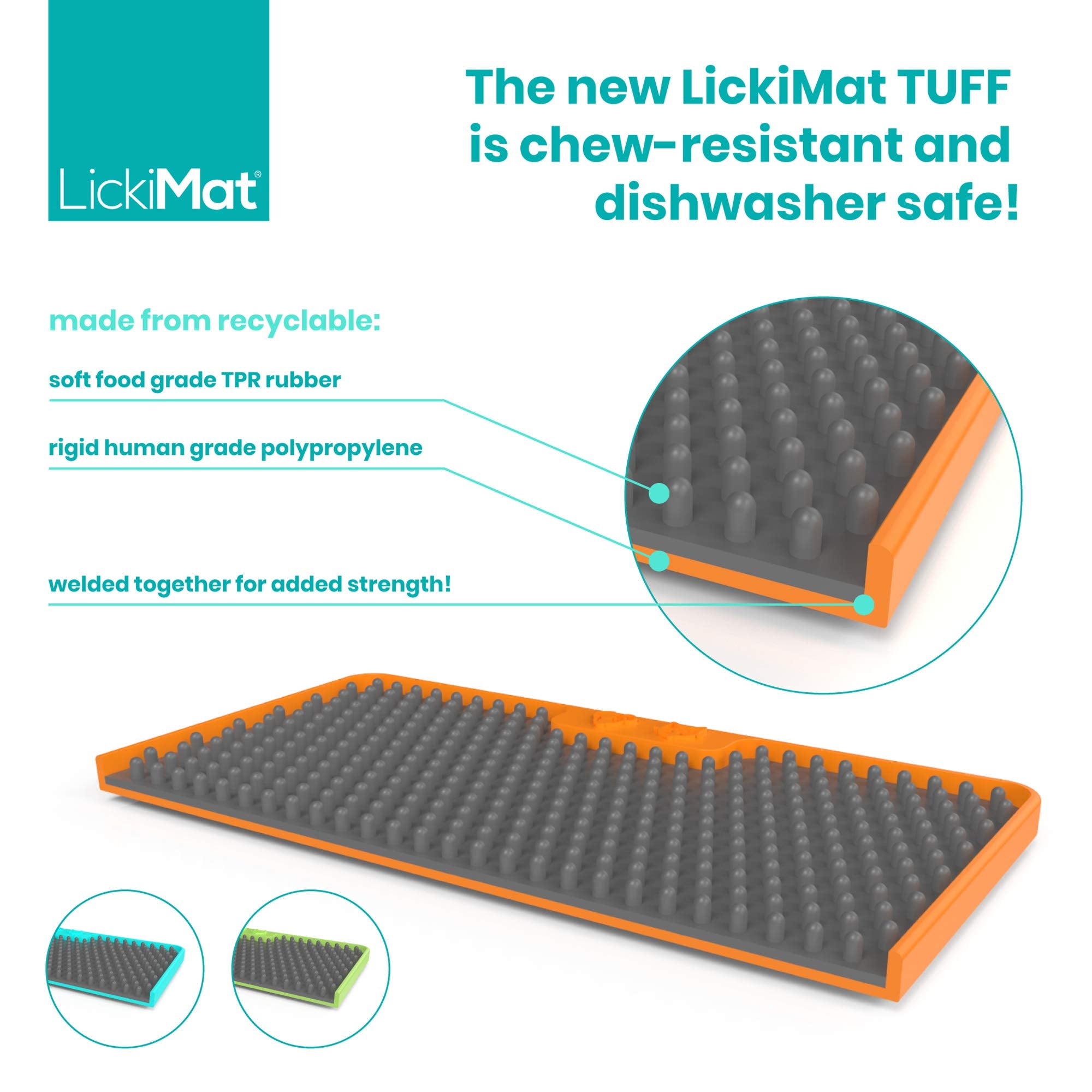 LickiMat Tuff, Heavy-Duty Soother, Dog Slow Feeder Lick Mat, Boredom Anxiety Reducer; Perfect for Food, Treats, Yogurt, or Peanu