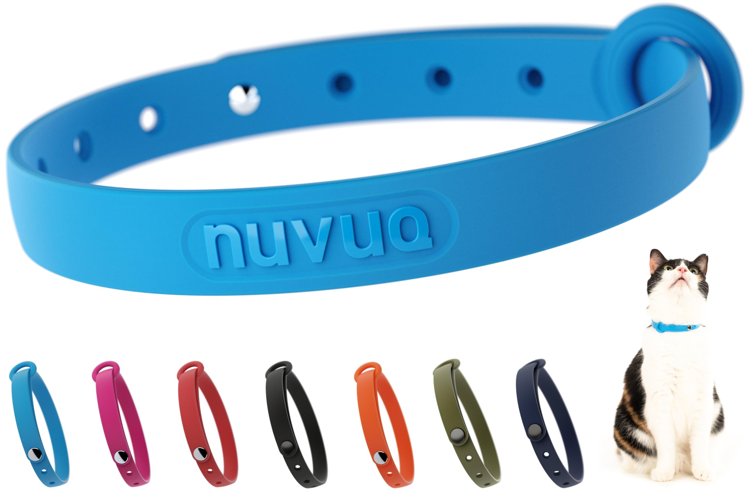 Breakaway Cat Collar - Soft, Comfortable, And Lightweight Safety Buckle Collar With Id Tag Ring For Outdoor Cats And Sensitive Skin Kittens By Nuvuq (6 ⅞' To 10 ¼', Blue)