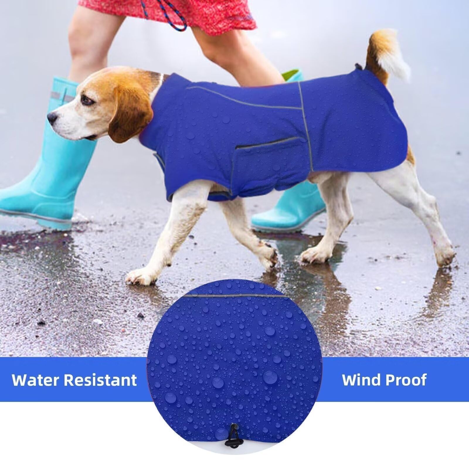 Migohi Dog Winter Jacket - Waterproof, 4Xl, Blue - Great Dane, Mastiff - Snow Coat For Large Boys & Girls - Hiking & Camping