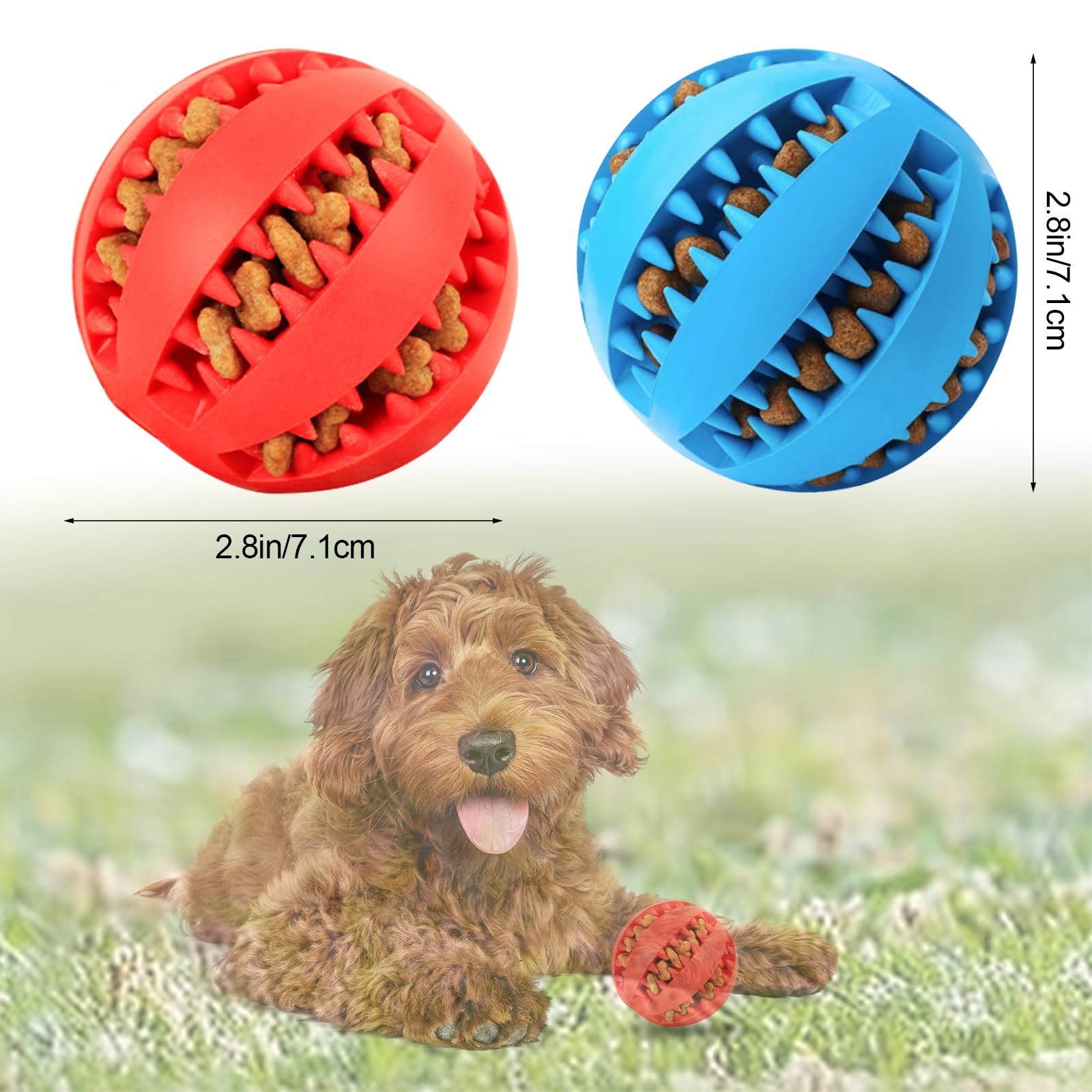 Wanheart Dog Treat Ball,Nontoxic Bite Resistant Dog Ball Toys For Pet Tooth Cleaning,Toy Ball For Small Medium Large Dogs Teeth