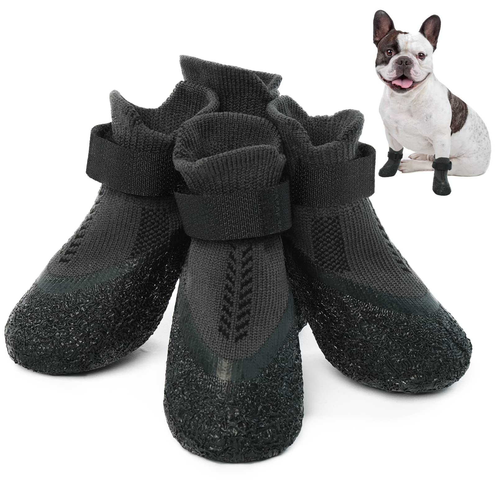 Anti-Slip Dog Socks For Small, Medium, Senior Dogs - Grip Paw Protectors With Rubber & Fix Straps - Indoor Outdoor Shoes For Har