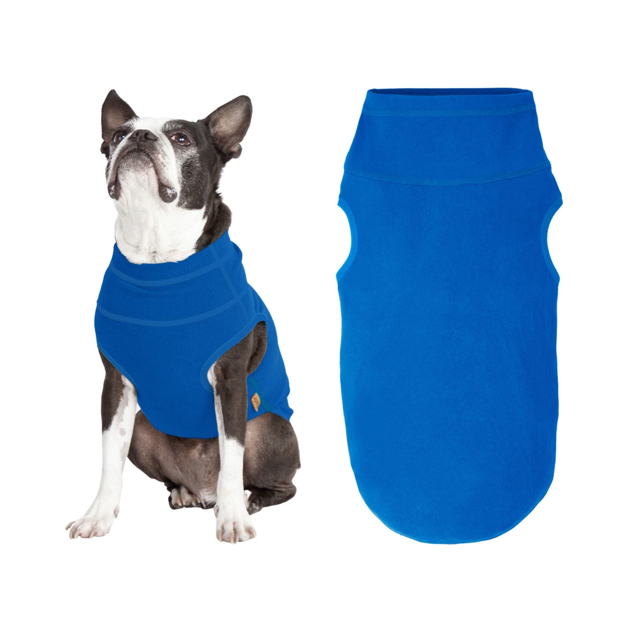 Gooby Microfiber Stretch Fleece Vest Dog Sweater - Blue, X-Small - Pullover Fleece Dog Jacket - Dog Clothes For Small Dogs Boy O