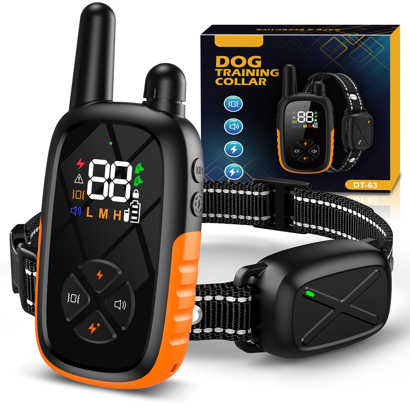 Delupet Dog Shock Collar - Electric Dog Training Collar With Remote, Rechargeable E-Collar With 4 Training Modes, Security Lock 