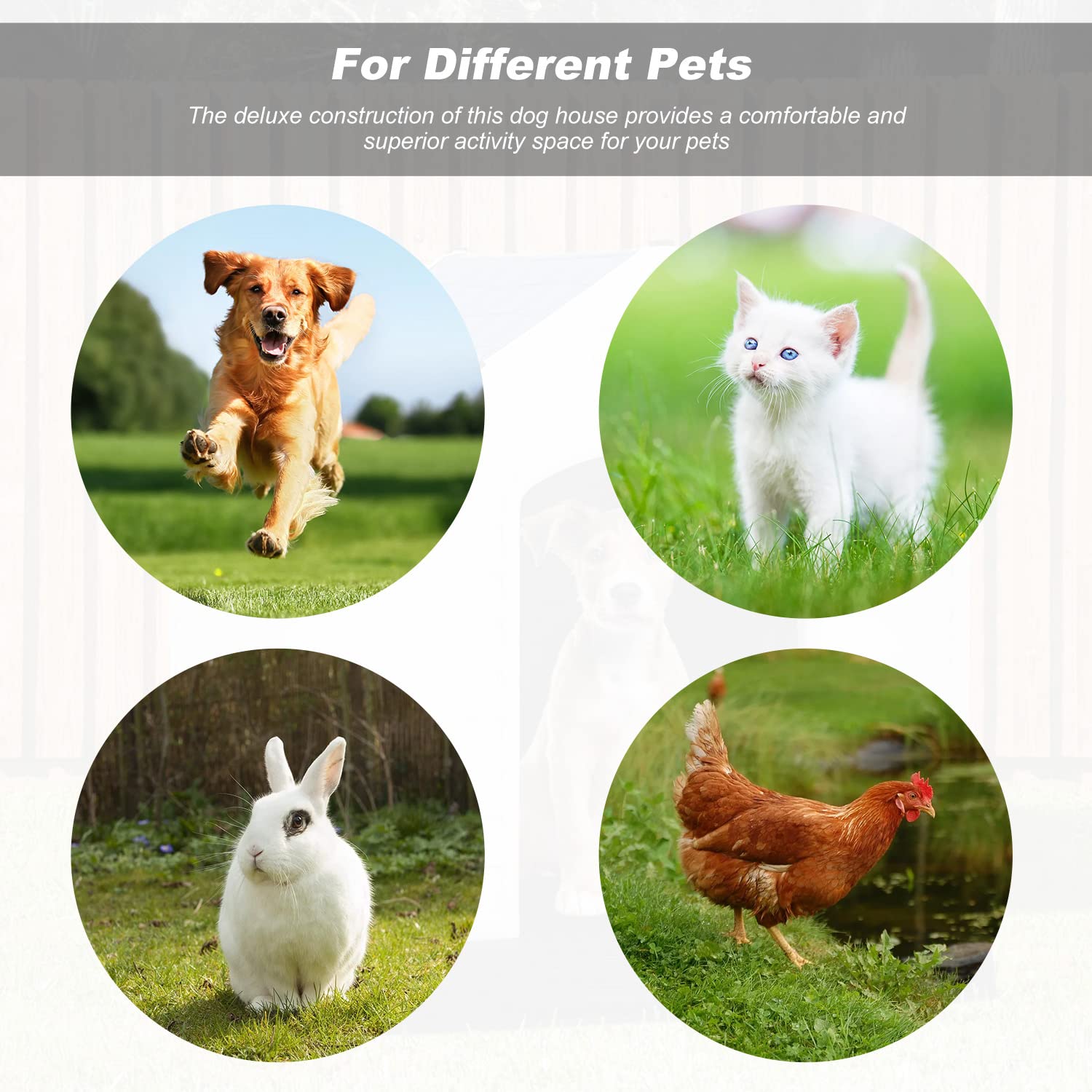 FDW Dog House Indoor Outdoor Durable Ventilate Waterproof Pet Plastic Dog House for Small Medium Large Dogs Insulated Puppy Shel