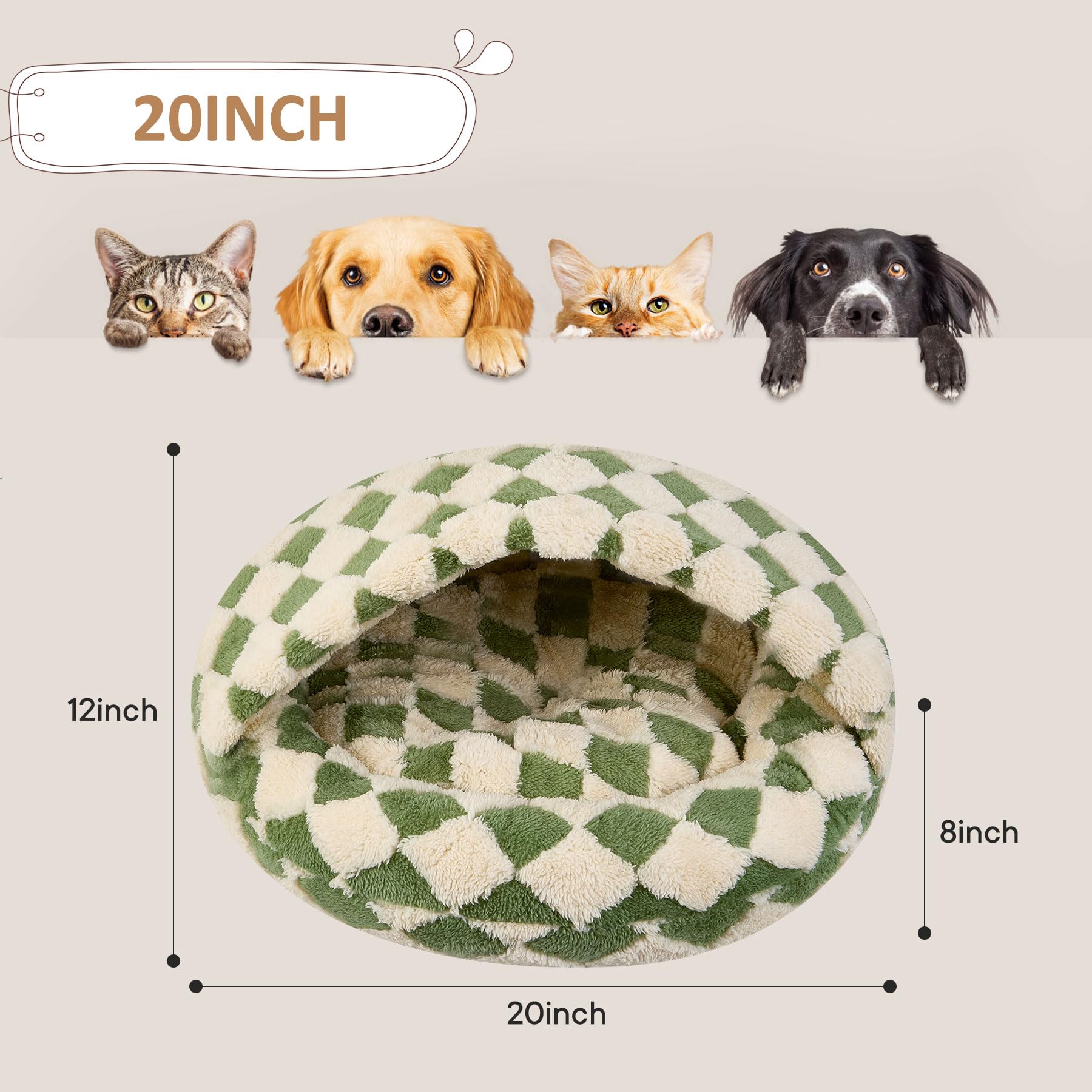 Calming Dog Beds & Cat Cave Bed With Hooded Cover, Dog Beds For Small Dogs, Faux Fur Cuddler Round Comfortable Self Warming Pet