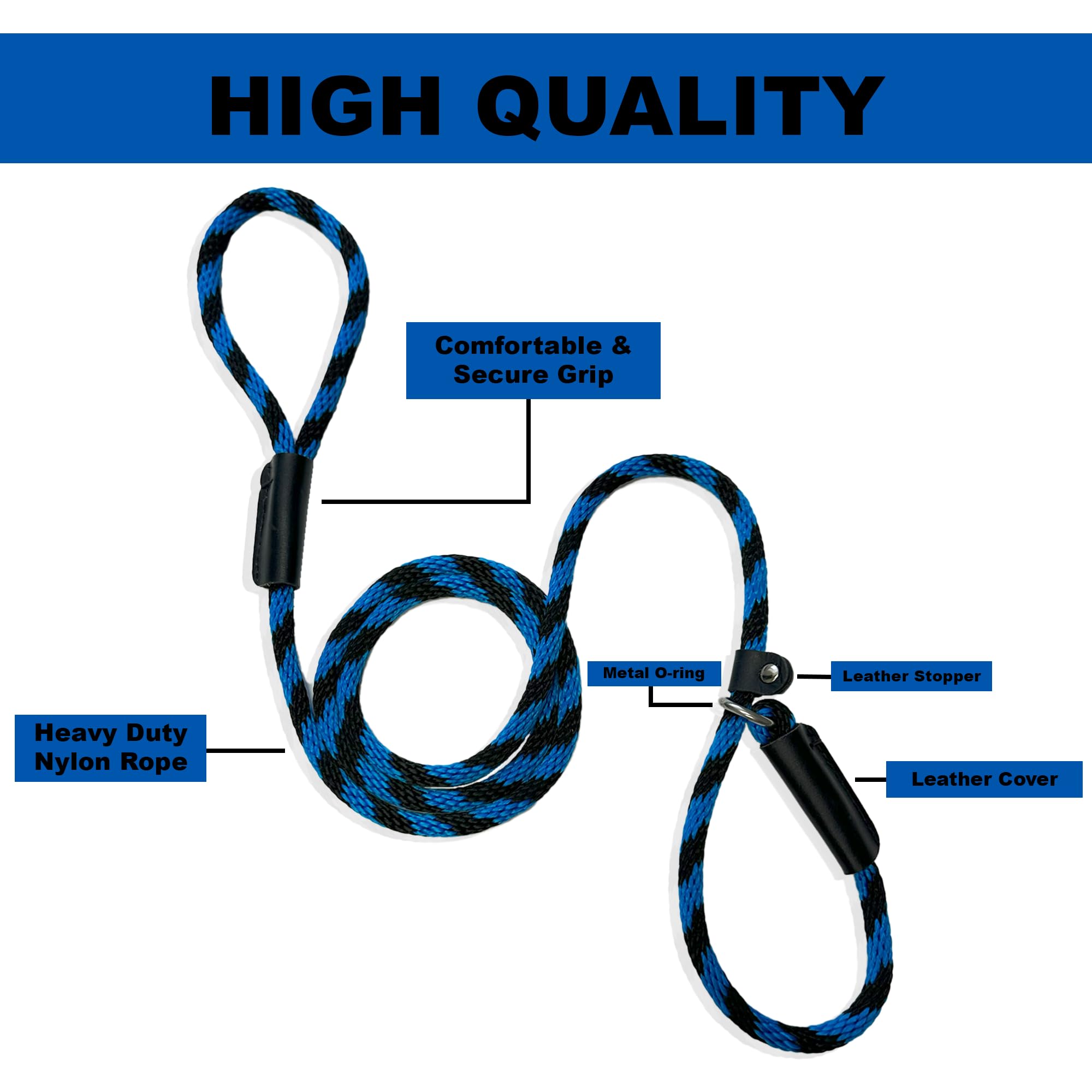 Slip Lead Dog Leash Made In The Usa | All In One No Pull Dog Leash And Collar With Adjustable Loop | 3/8    Thick For Small Dogs