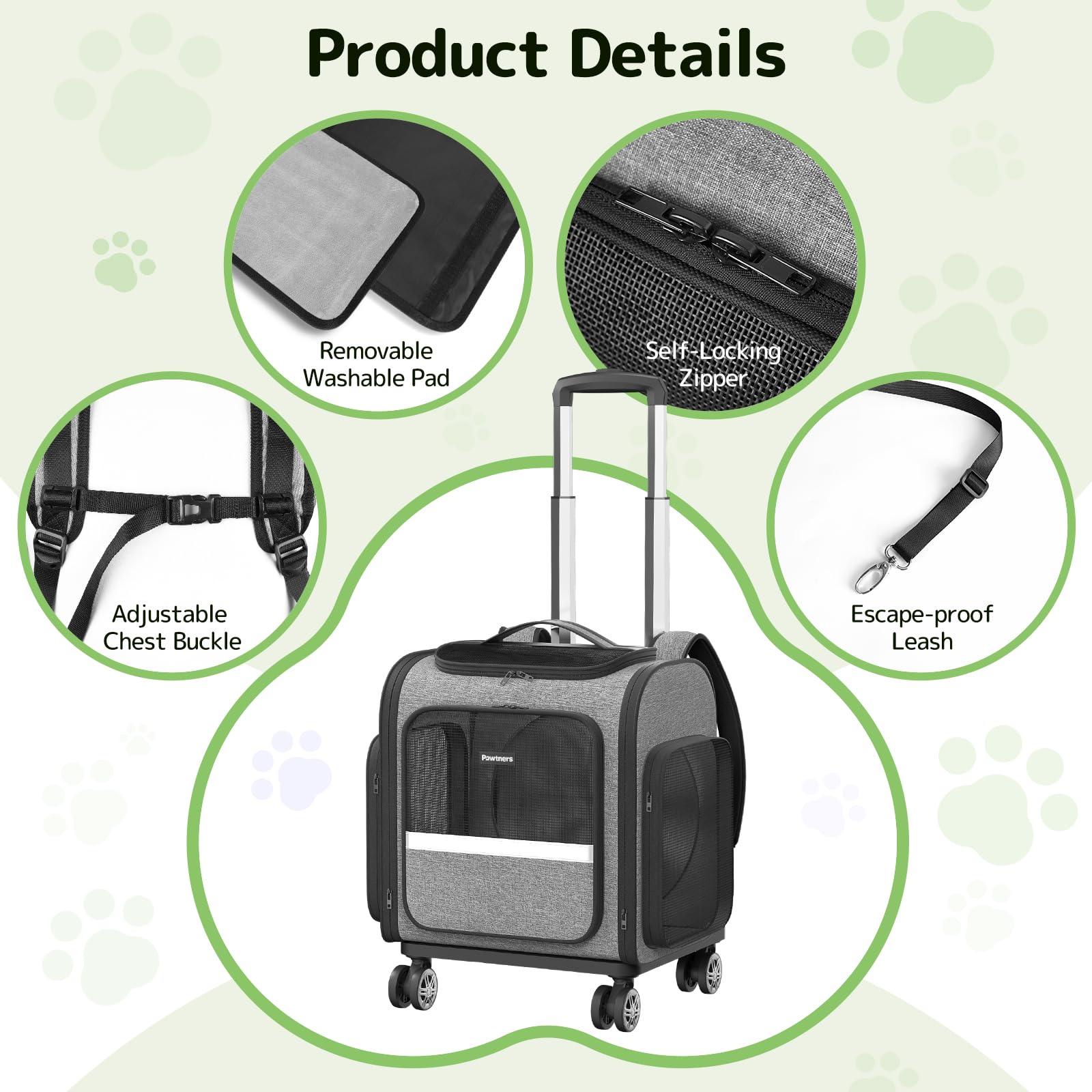 Rolling Cat Carrier With Wheels: Dog Carrier For Small Dogs & Large Cats, Expandable Pet Carrier On Wheels With Cat Play Tunnel,