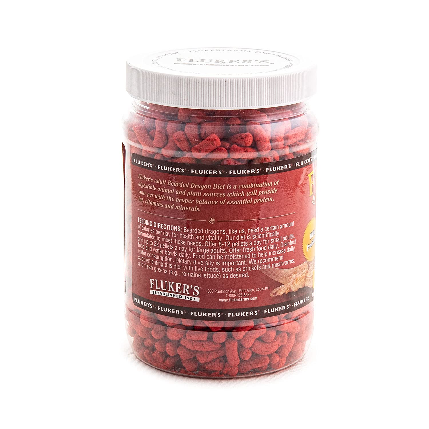 Fluker's Bearded Dragon Food - Protein-Rich Pellet Diet for Adults, 3.4 oz