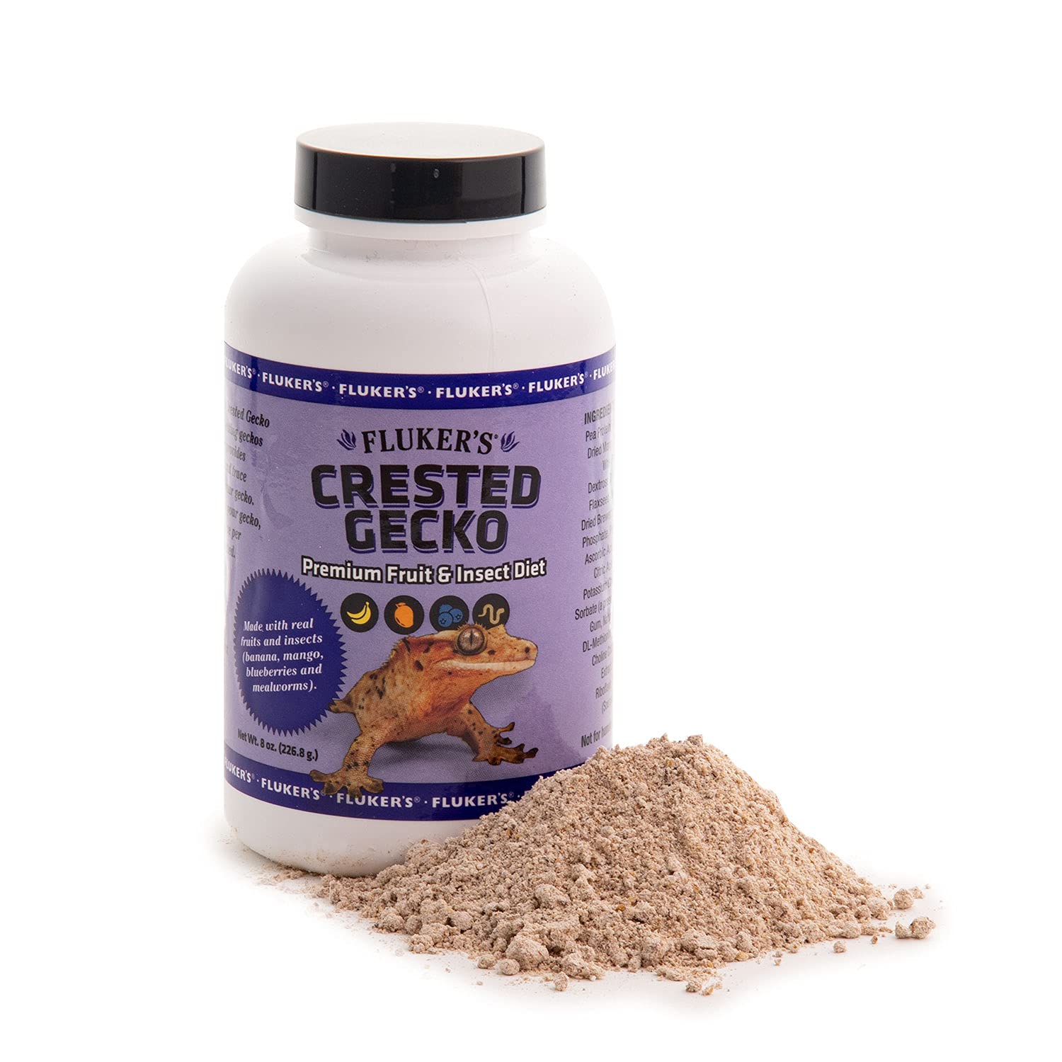 Flukers Premium Crested Gecko Diet, Made with Real Fruit and Insects, 8 oz