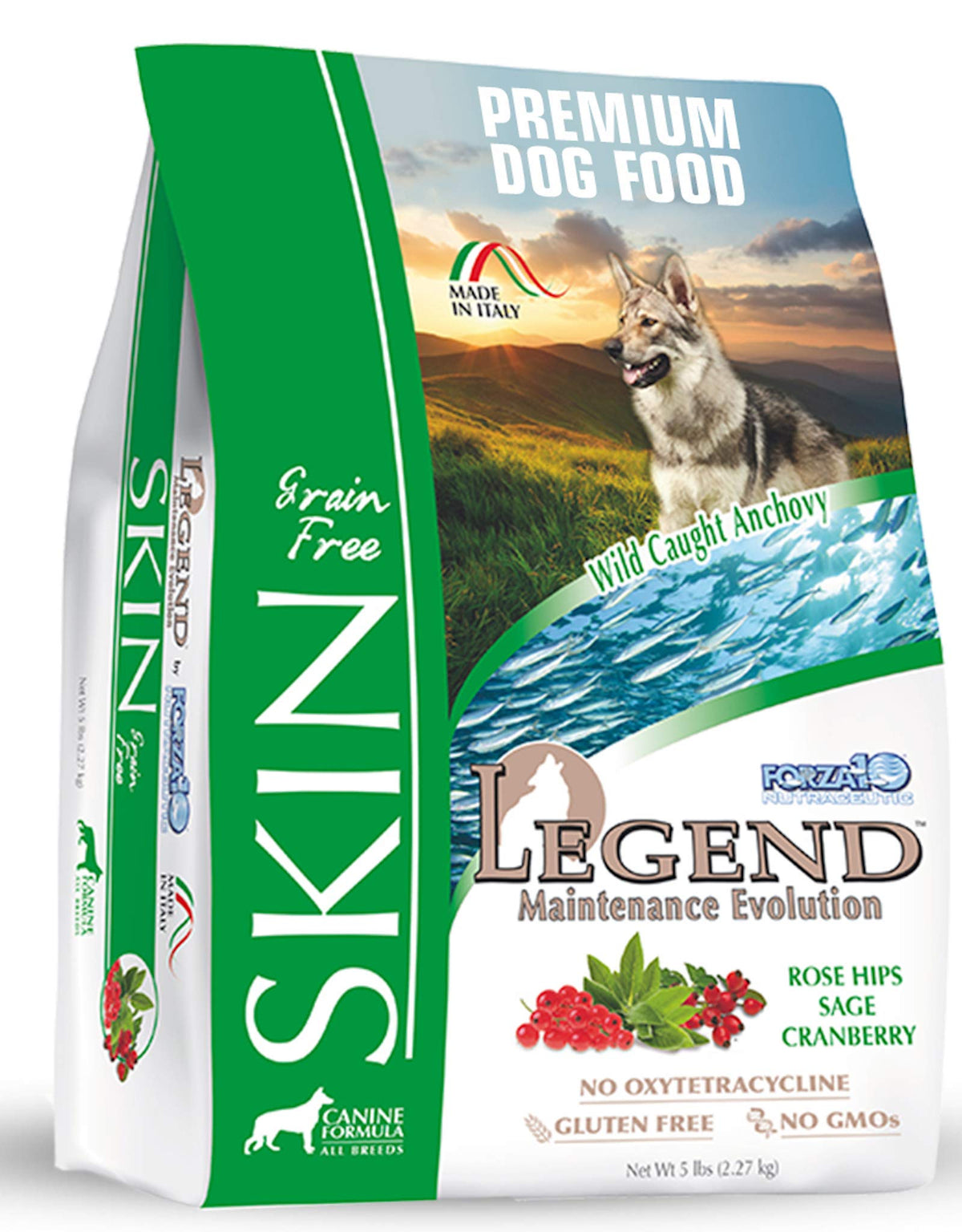 Forza10 Legend Sensitive Skin Dog Food, Grain Free Dry Dog Food For Sensitive Skin With Curative Herbs, Wild Caught Anchovy Flav