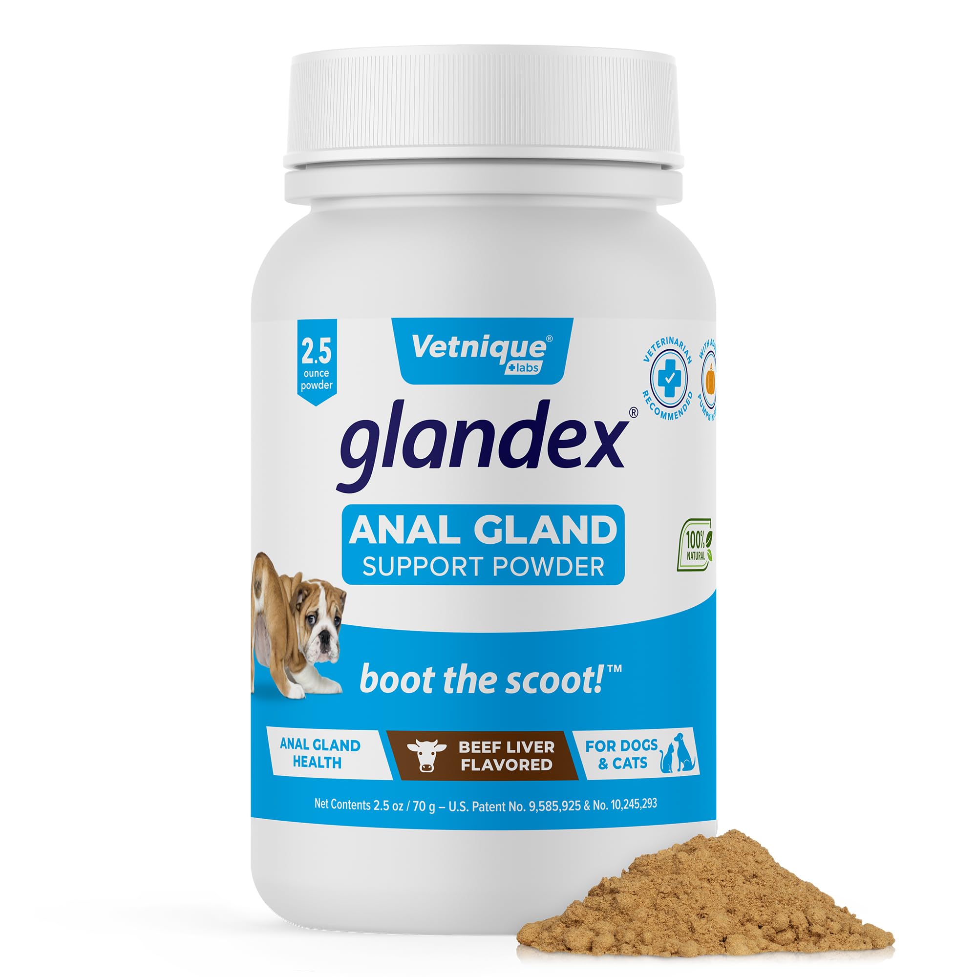 Vetnique Glandex Dog Fiber Supplement Powder for Anal Glands with Pumpkin, Digestive Enzymes & Probiotics - Vet Recommended (Reg