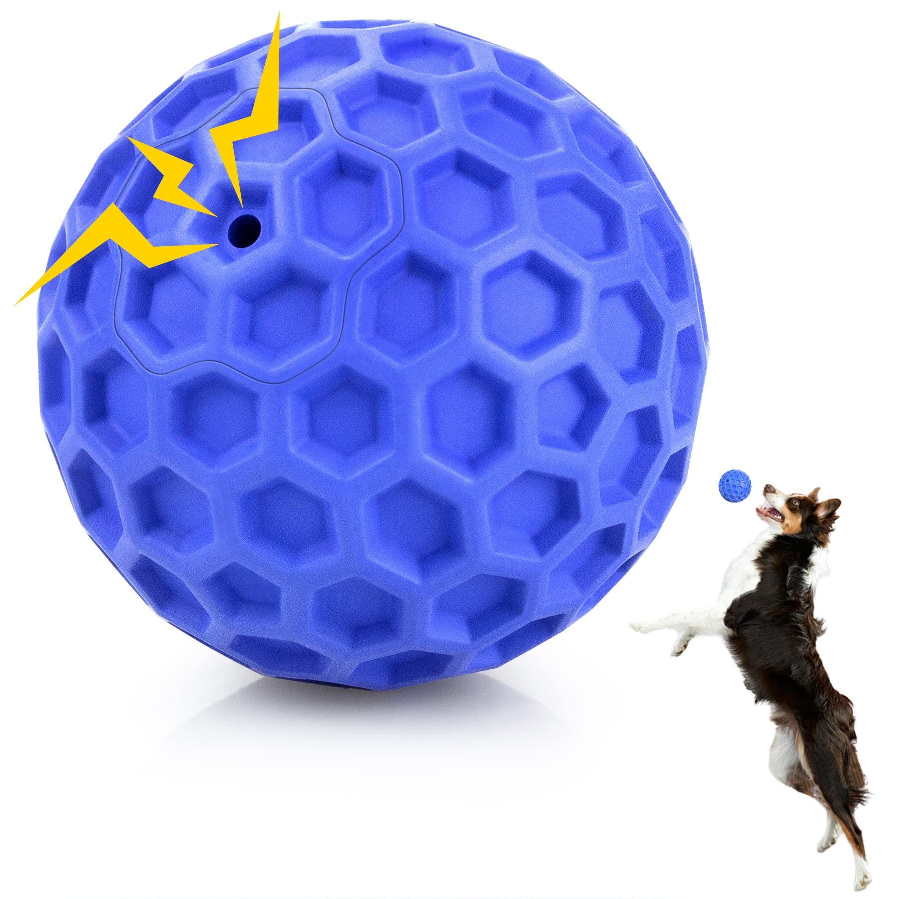 DISSKNIC Indestructible Squeaky Dog Balls, Dog Toys for Aggressive Chewers Large Breed for Relieving Anxiety, Tough Dog Chew Toy
